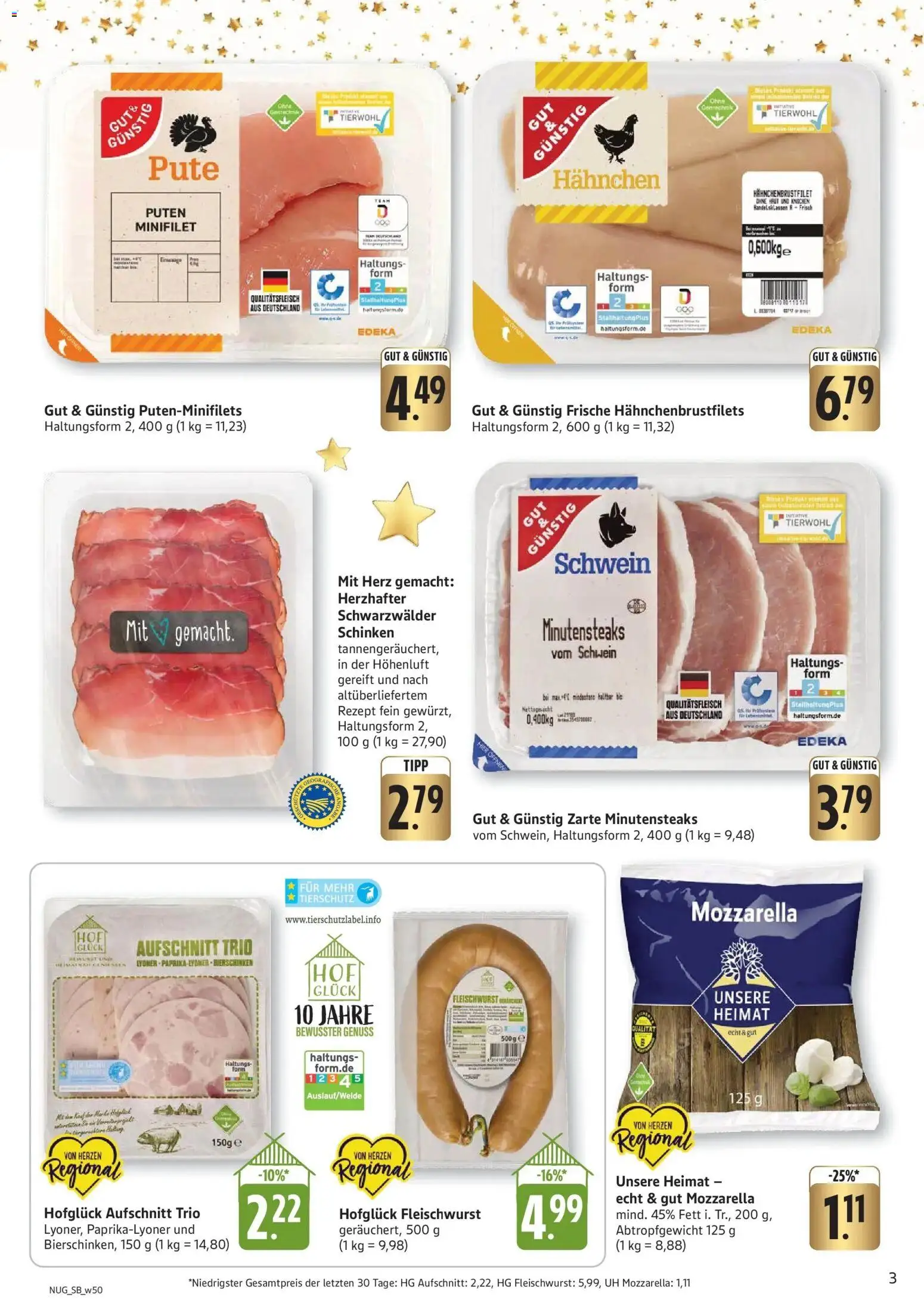 Edeka prospekt Neuhofen	 – gültig ab 08.12.2025 | Seite: 3 | Produkte: Pute, Hahnchen, Mozzarella, Schinken