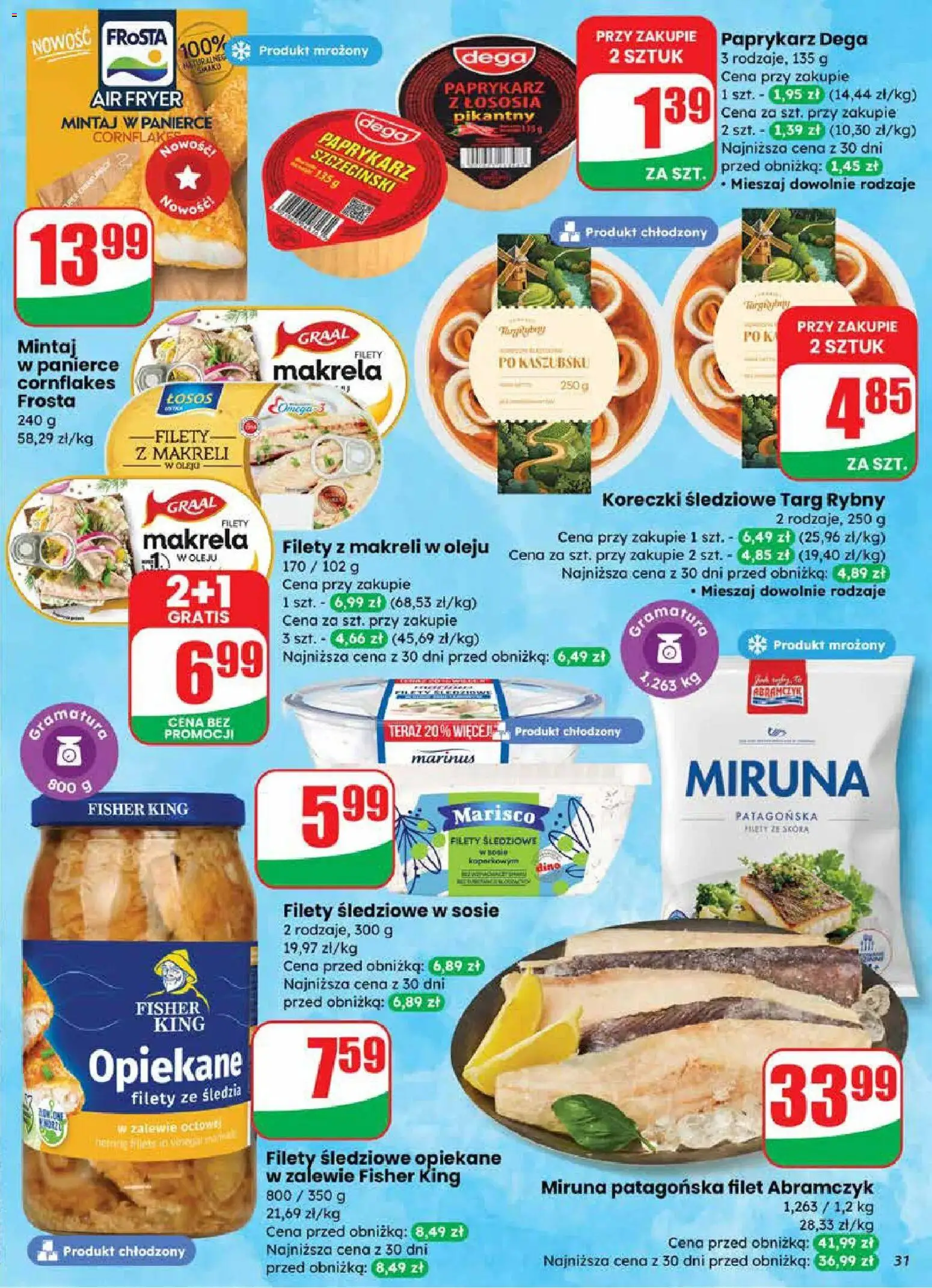 Dino gazetka od 18.03.2026 | Strona: 31 | Produkty: Paprykarz, Miruna, Mintaj, Makrela