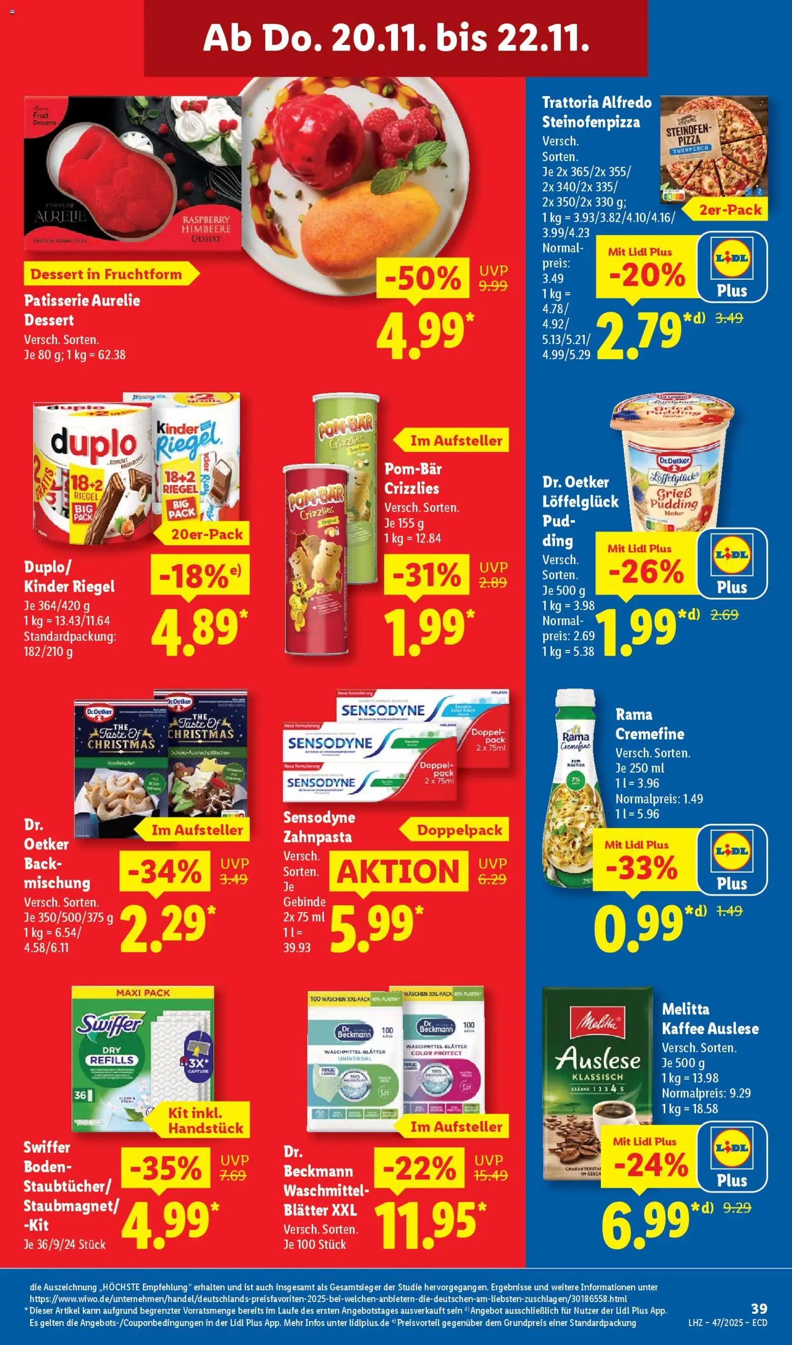 Lidl - Prospekt – gültig ab 17.11.2025 | Seite: 57 | Produkte: Kaffee, Kinder riegel, Himbeere, Pizza