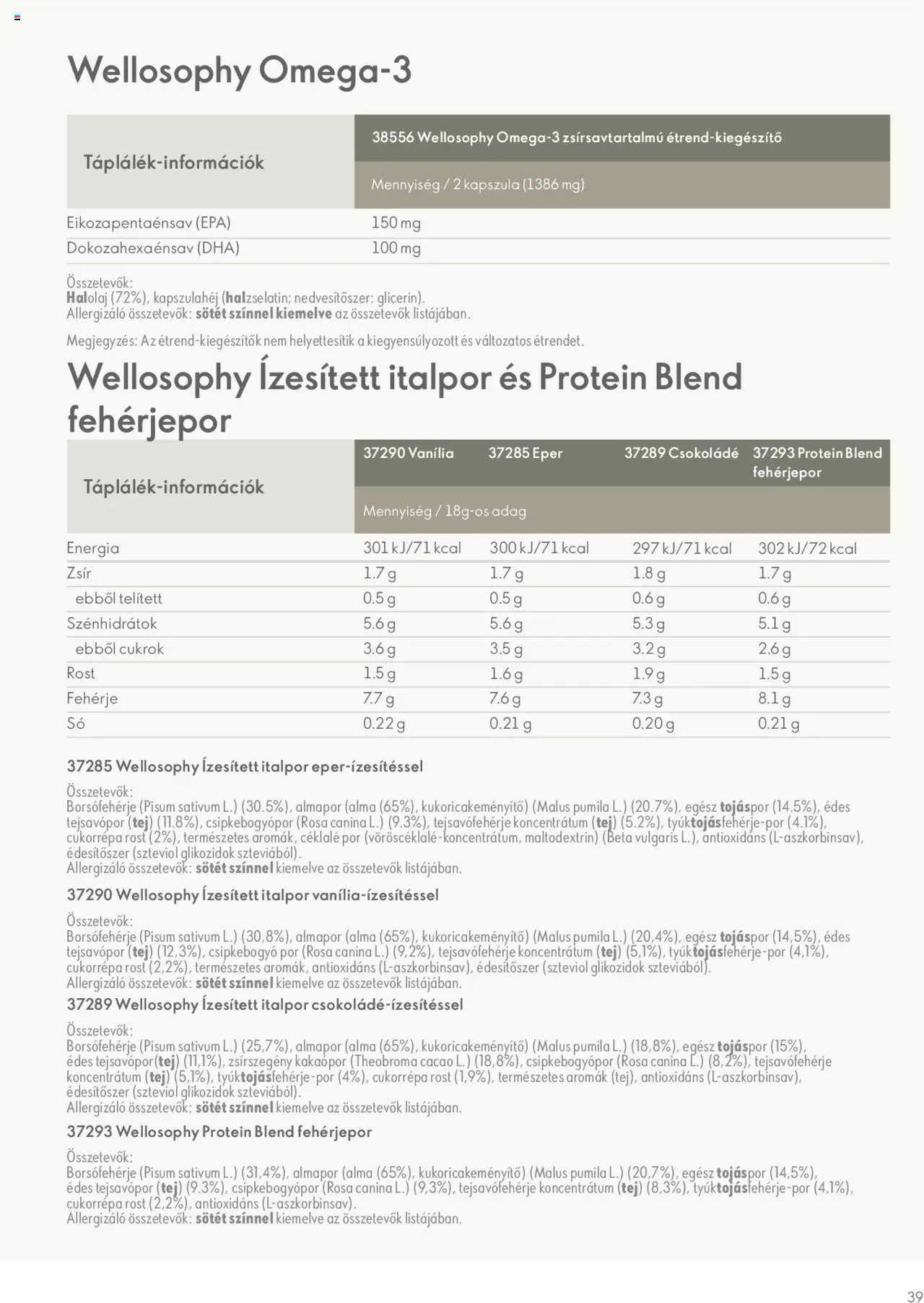 Oriflame akciós ujság - amely érvényes a következő dátumtól: 09.11.2023 | Oldal: 39 | Termékek: Fehérje, Tej, Csokoládé, Eper