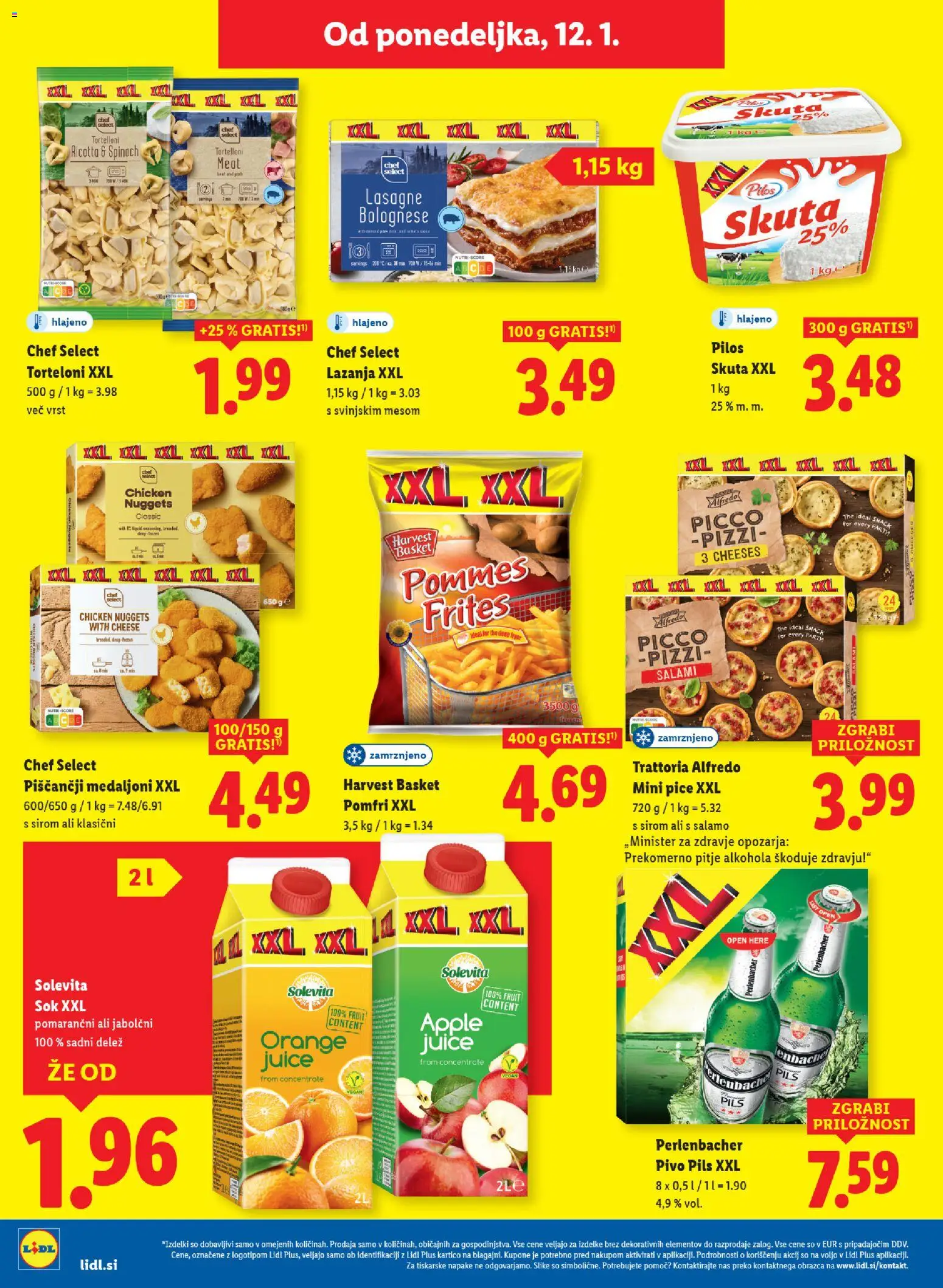 Novi Lidl katalog ponudbe – veljaven od 08.01.2026 | Stran: 34 | Izdelki: Torteloni, Sok, Pivo, Lazanja