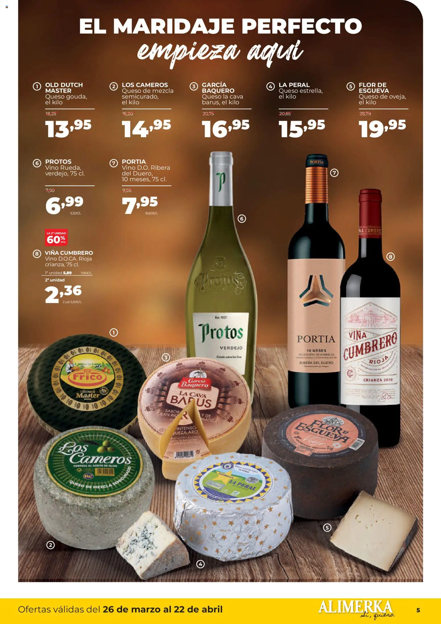 Alimerka folleto Asturias │ válido desde el 26.03.2026 | Página: 5 | Productos: Queso, Aceite, Vino, Aceite de oliva