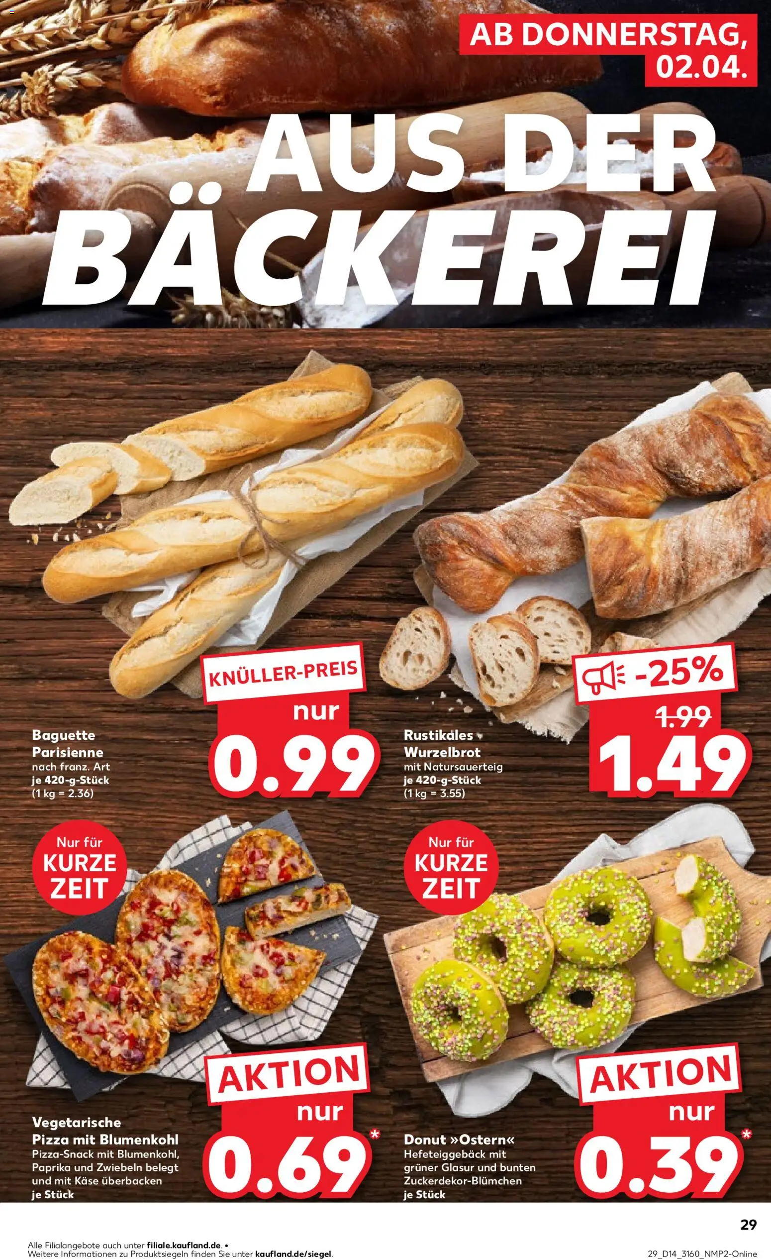 Kaufland Prospekt Berlin	 – gültig ab 02.04.2026 | Seite: 29 | Produkte: Käse, Baguette, Blumenkohl, Pizza