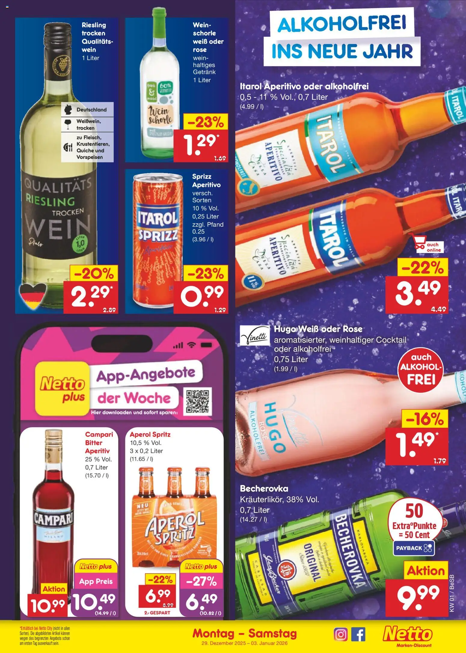 Netto Marken-Discount Prospekt 	 – gültig ab 29.12.2025 | Seite: 21 | Produkte: Campari, Aperol, Wein, Hugo