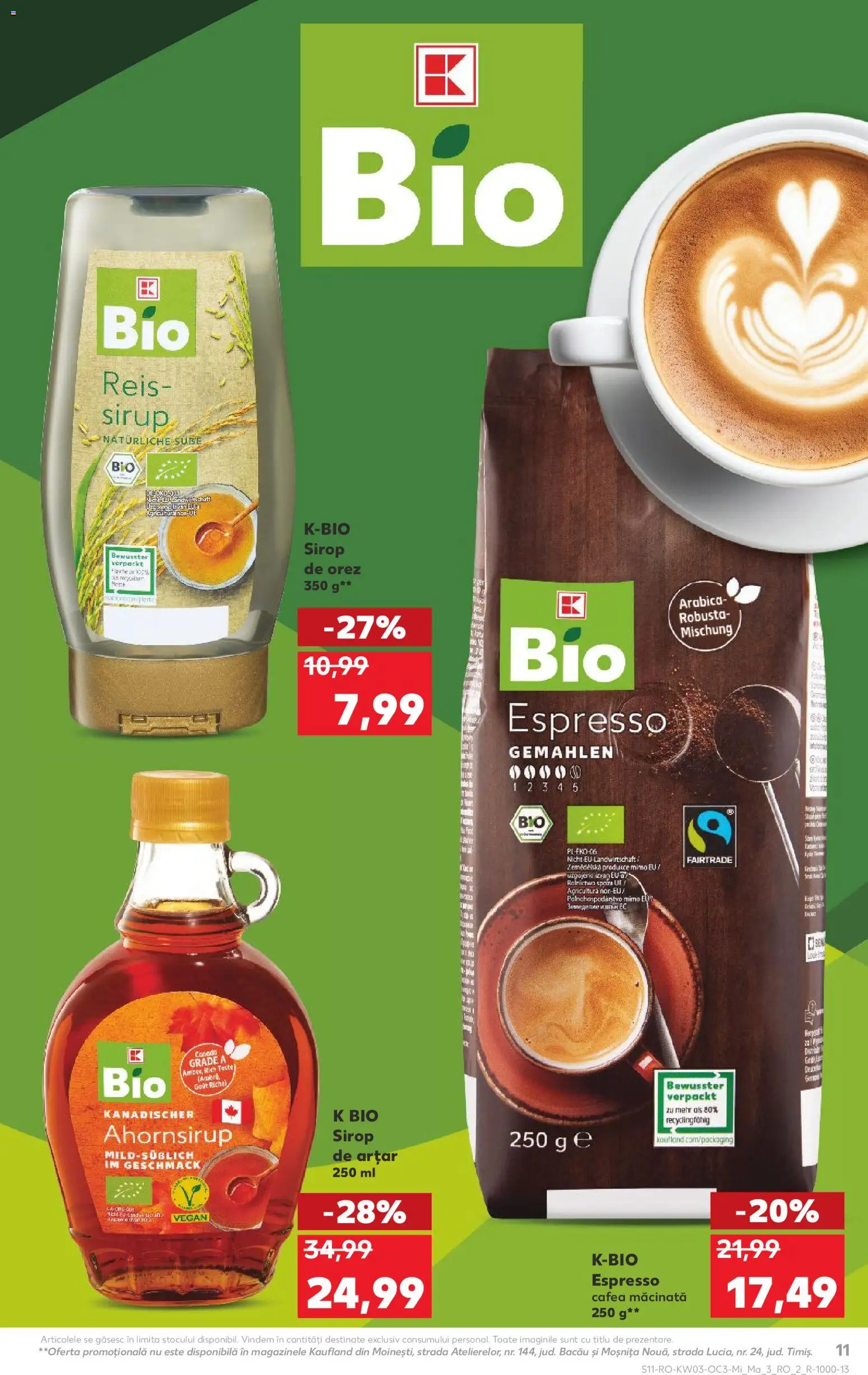 Noul catalog Kaufland – valabil de la 14.01.2026 | Pagină: 11 | Produse: Şerit ödül, Cafea, Sirop de arțar, Sirop