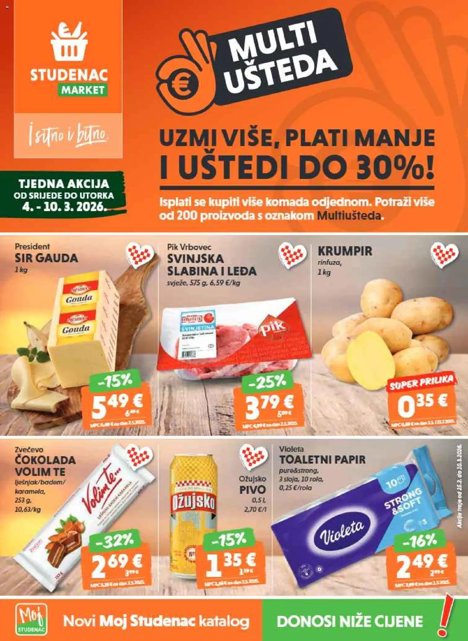 Studenac katalog | vrijedi od 04.03.2026 | Stranica: 1 | Proizvodi: Sir, Krumpir, Pik Vrbovec, Violeta