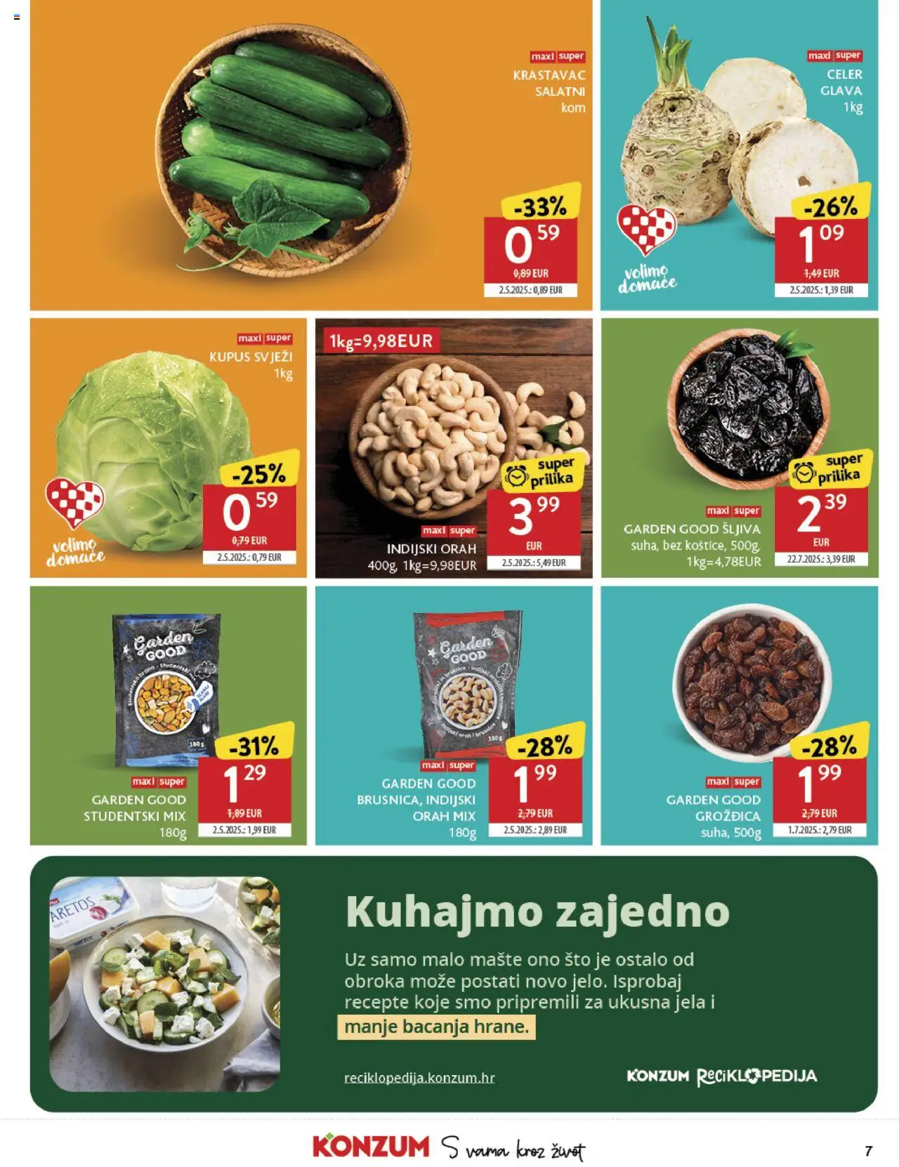 Konzum katalog | vrijedi od 20.08.2025 | Stranica: 7 | Proizvodi: Celer, Šljiva, Kupus, Orah