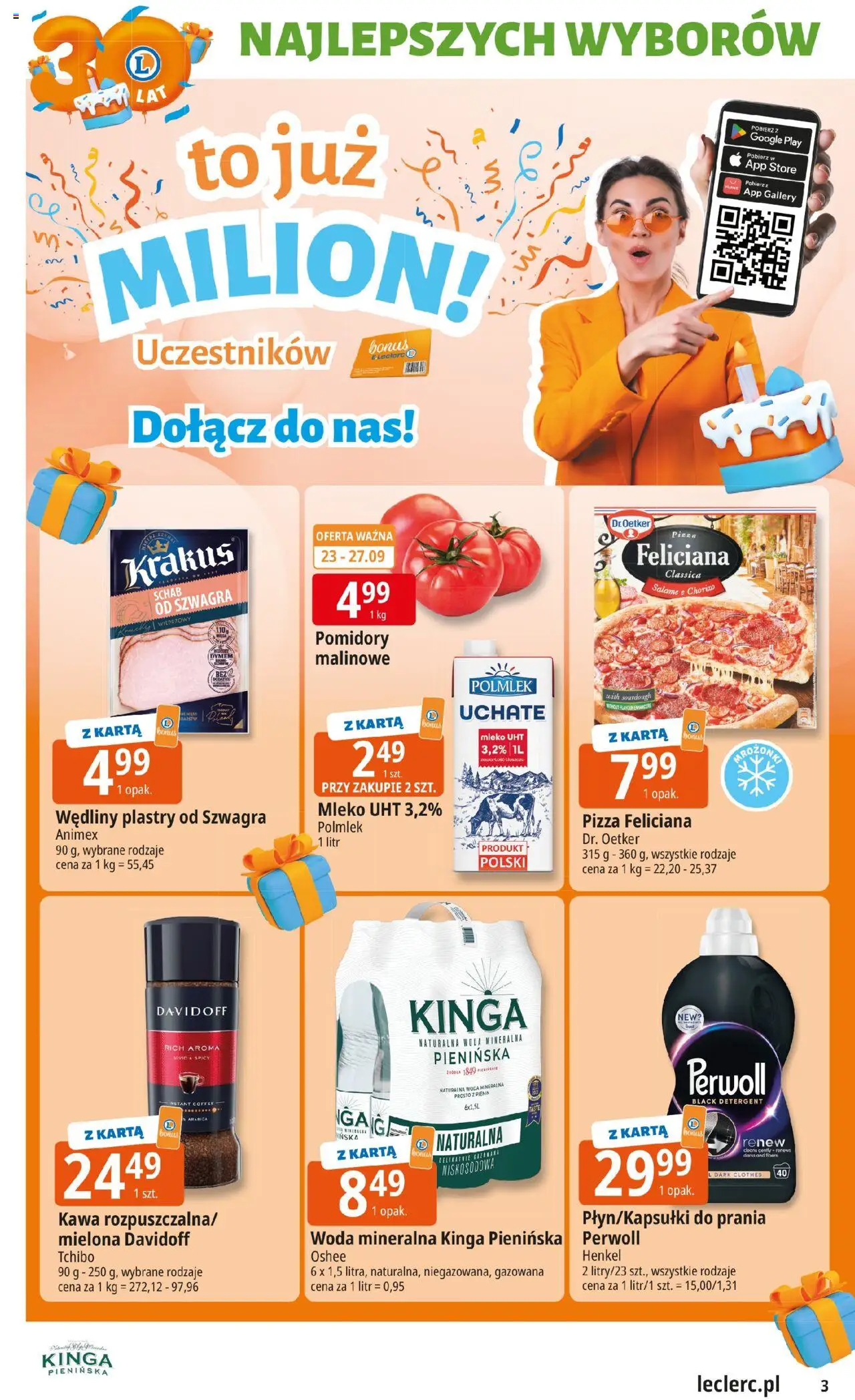 E.Leclerc Gazetka od 22.09.2025 | Strona: 3 | Produkty: Schab, Pomidory malinowe, Wędliny, Pomidory