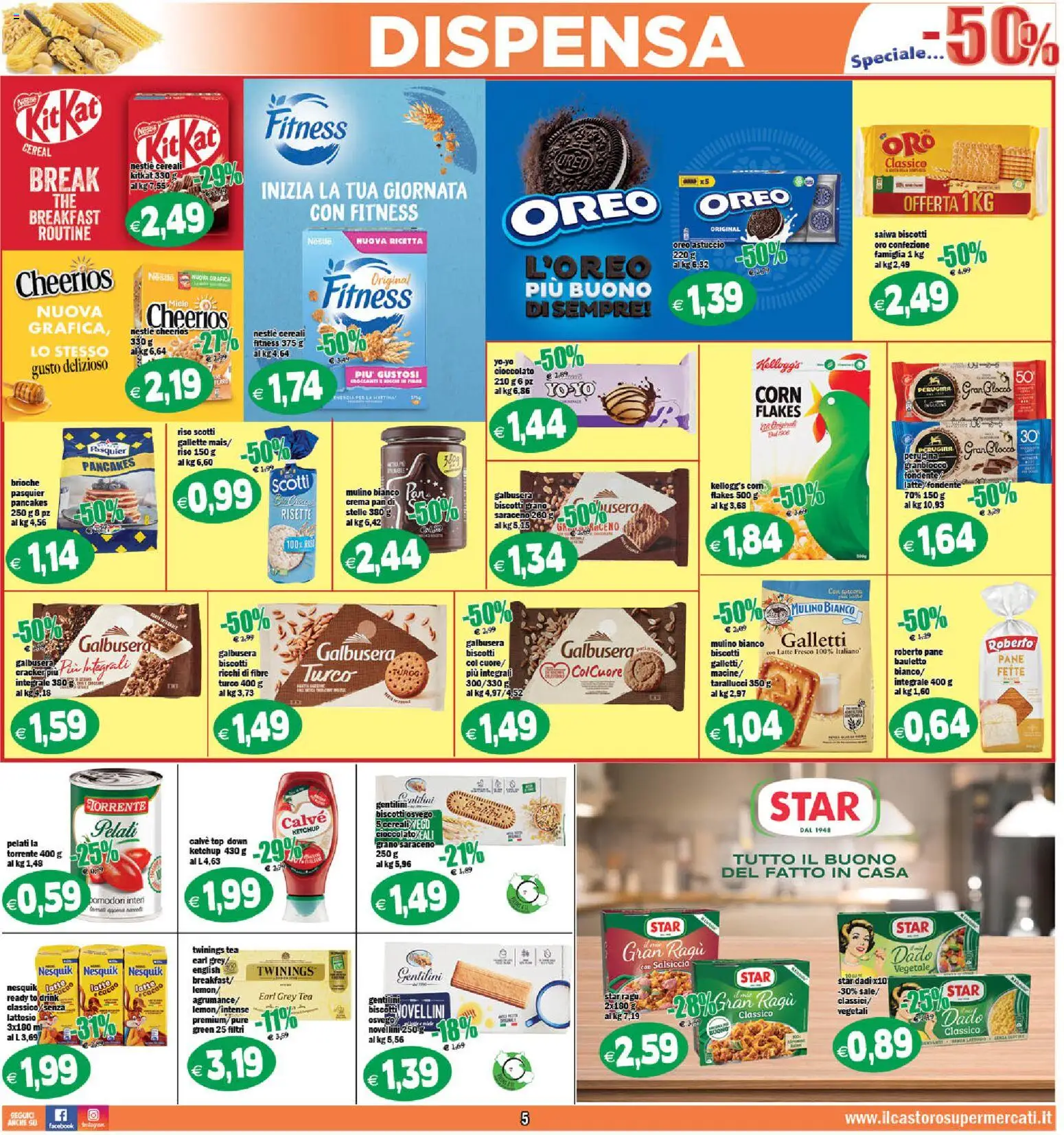 Volantino Il Castoro del 26.01.2026 | Pagina: 5 | Prodotti: Pane, Cereali, Salsiccia, Ragú