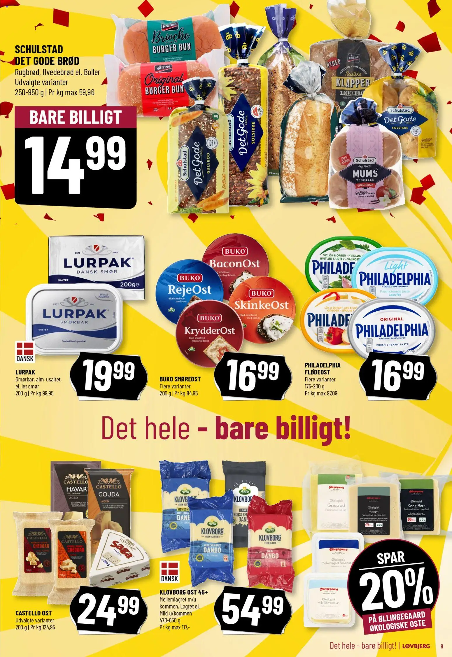 Løvbjerg tilbudsavis – gyldig fra 31.10.2025 | Side: 9 | Produkter: Ost, Brød, Flødeost, Rejer