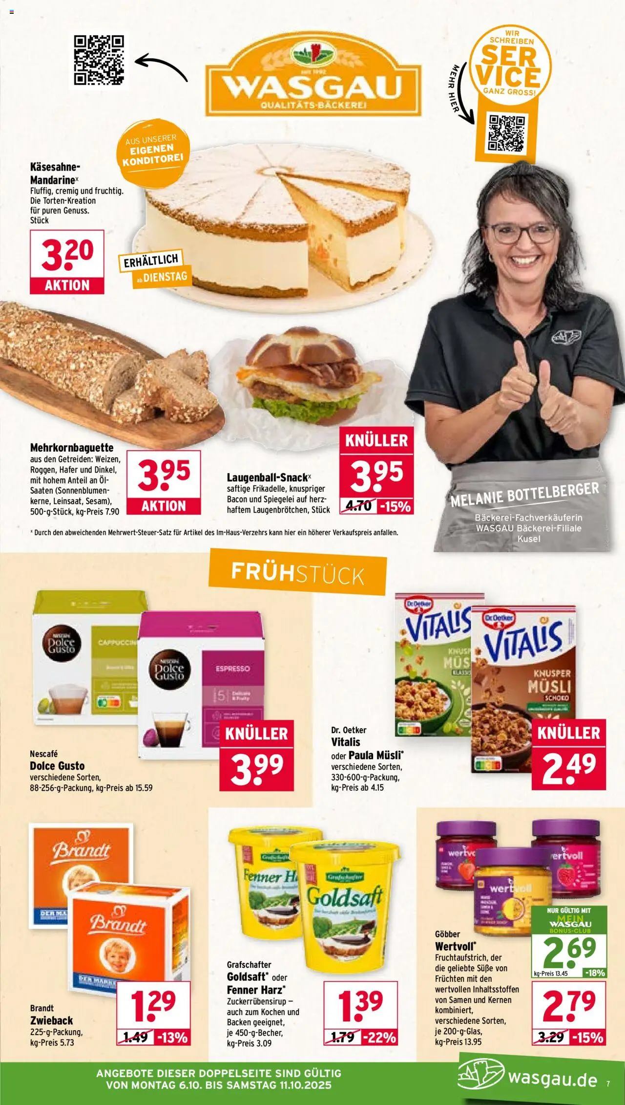 Wasgau Prospekt 	 – gültig ab 06.10.2025 | Seite: 7 | Produkte: Musli, Bäckerei, Öl, Dolce gusto