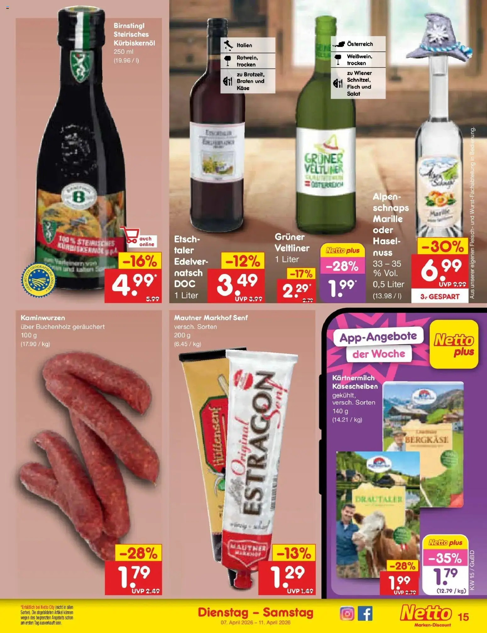 Netto Marken-Discount Prospekt Augustusburg	 – gültig ab 05.04.2026 | Seite: 17 | Produkte: Kürbiskernöl, Schnaps, Fisch, Salat