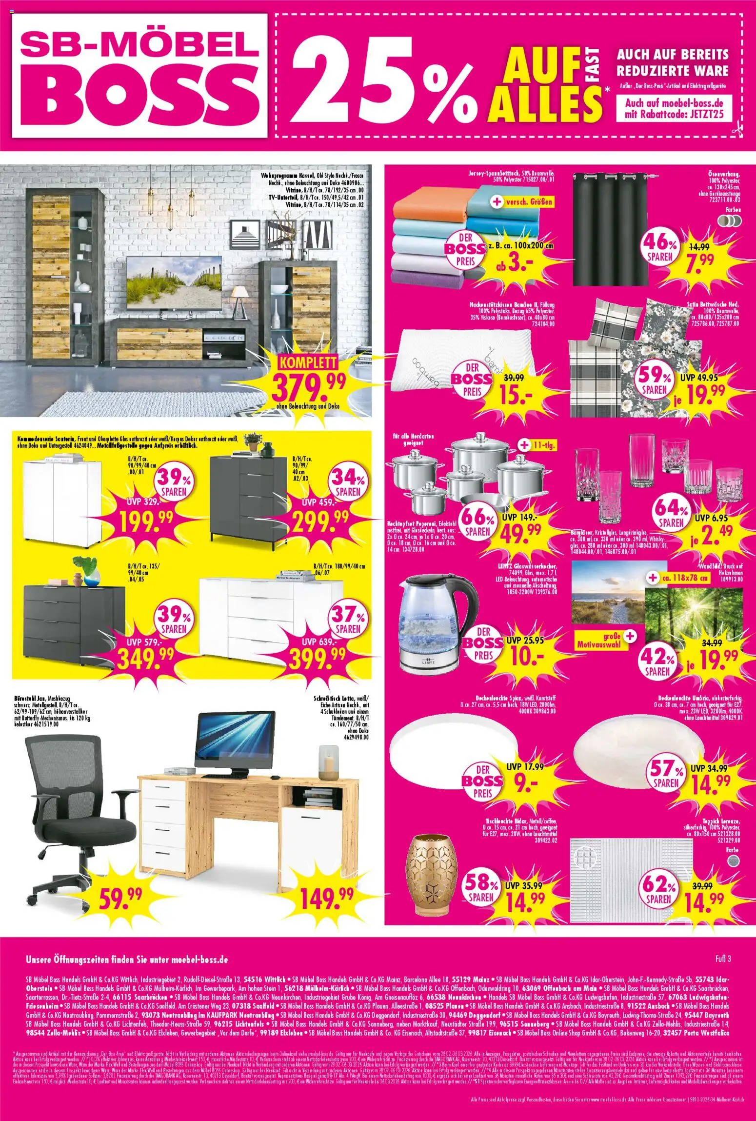 SB Möbel Boss Prospekt Mülheim-Kärlich – gültig ab 28.02.2026 | Seite: 4 | Produkte: Tisch, Bettwäsche, Teppich, Wasser