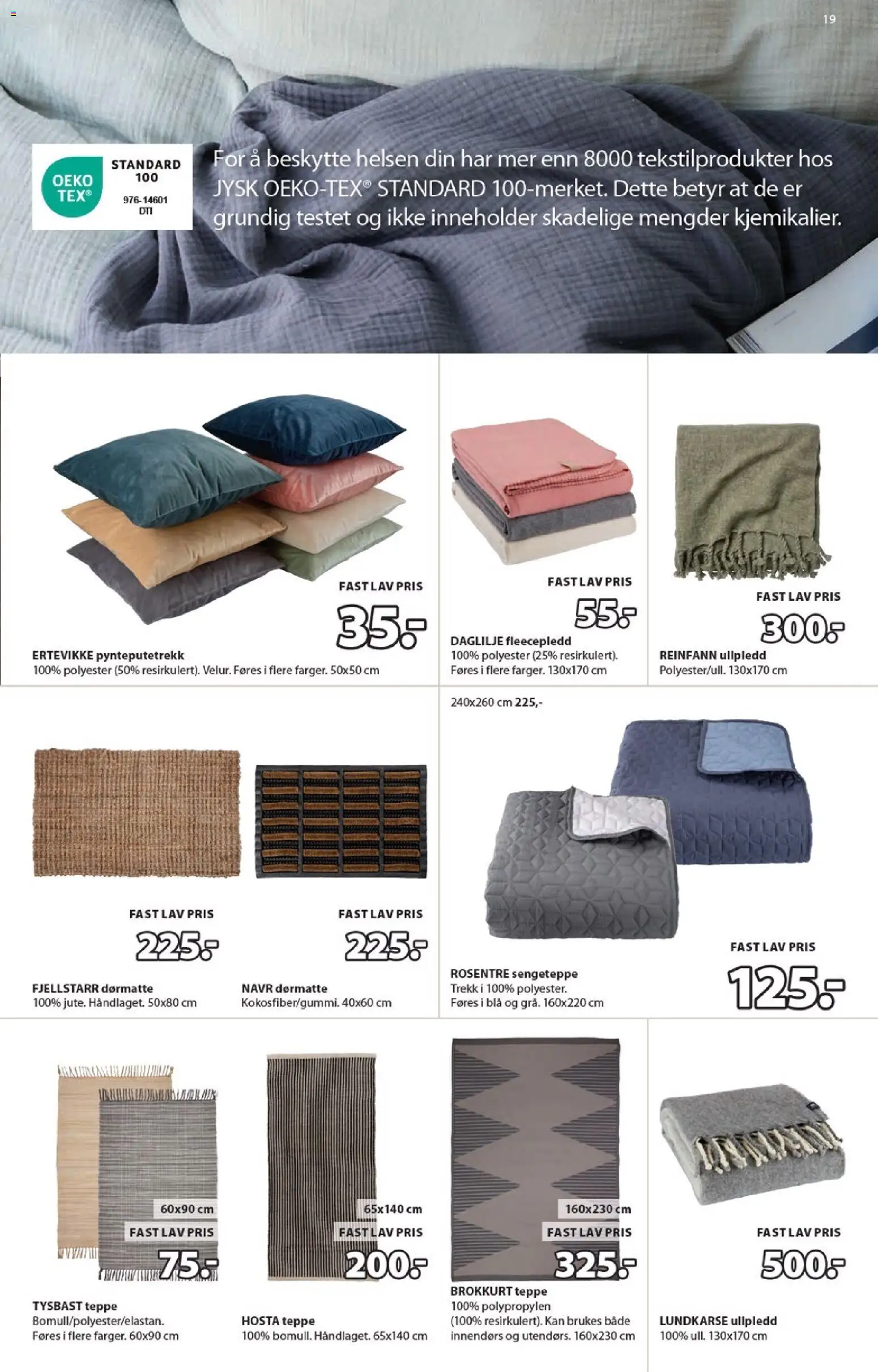 {H1} | Side: 19 | Produkter: Sengeteppe, Teppe, Dørmatte