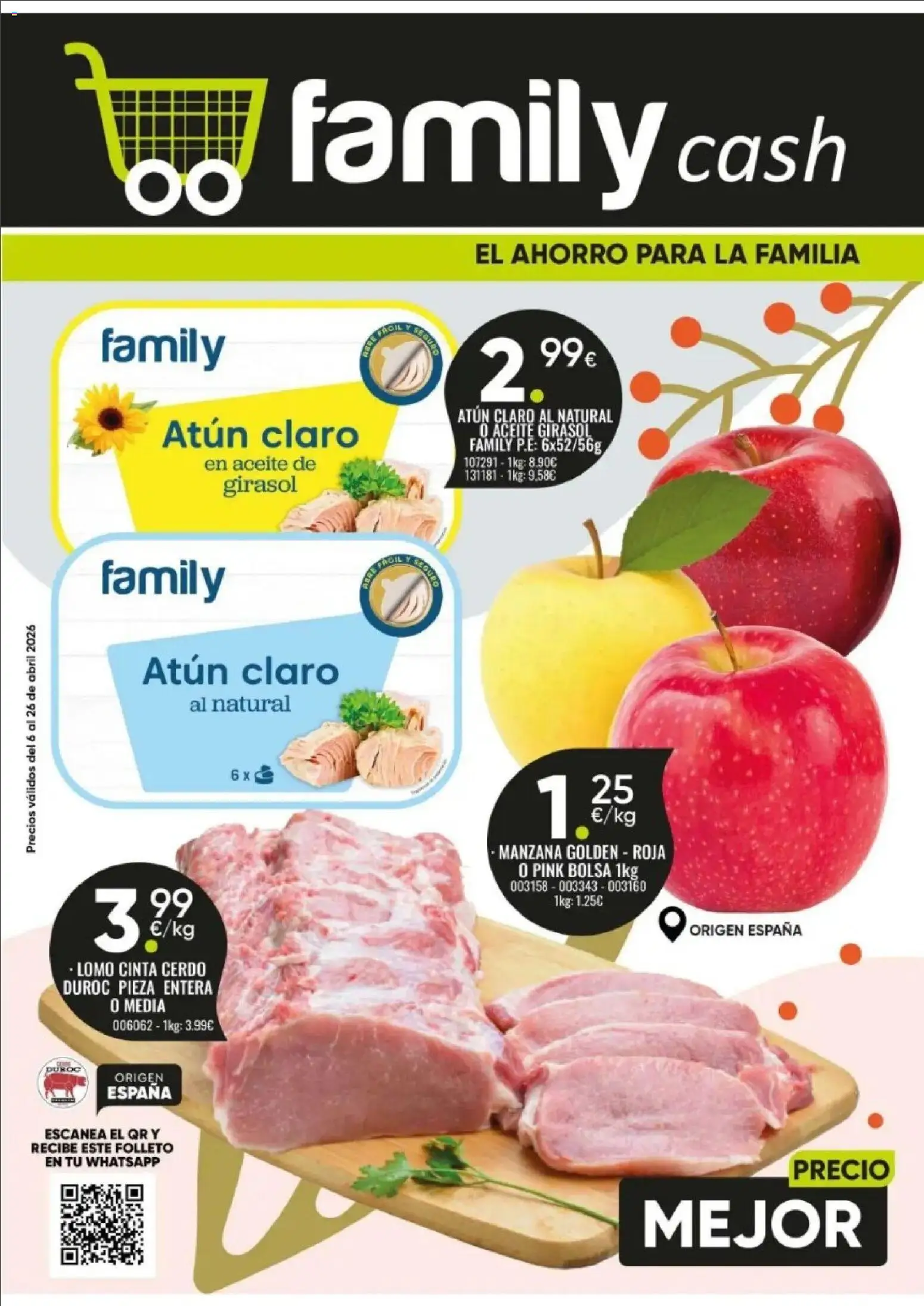 Family Cash folleto │ válido desde el 06.04.2026 | Página: 1 | Productos: Aceite, Cerdo, Manzana, Bolsa