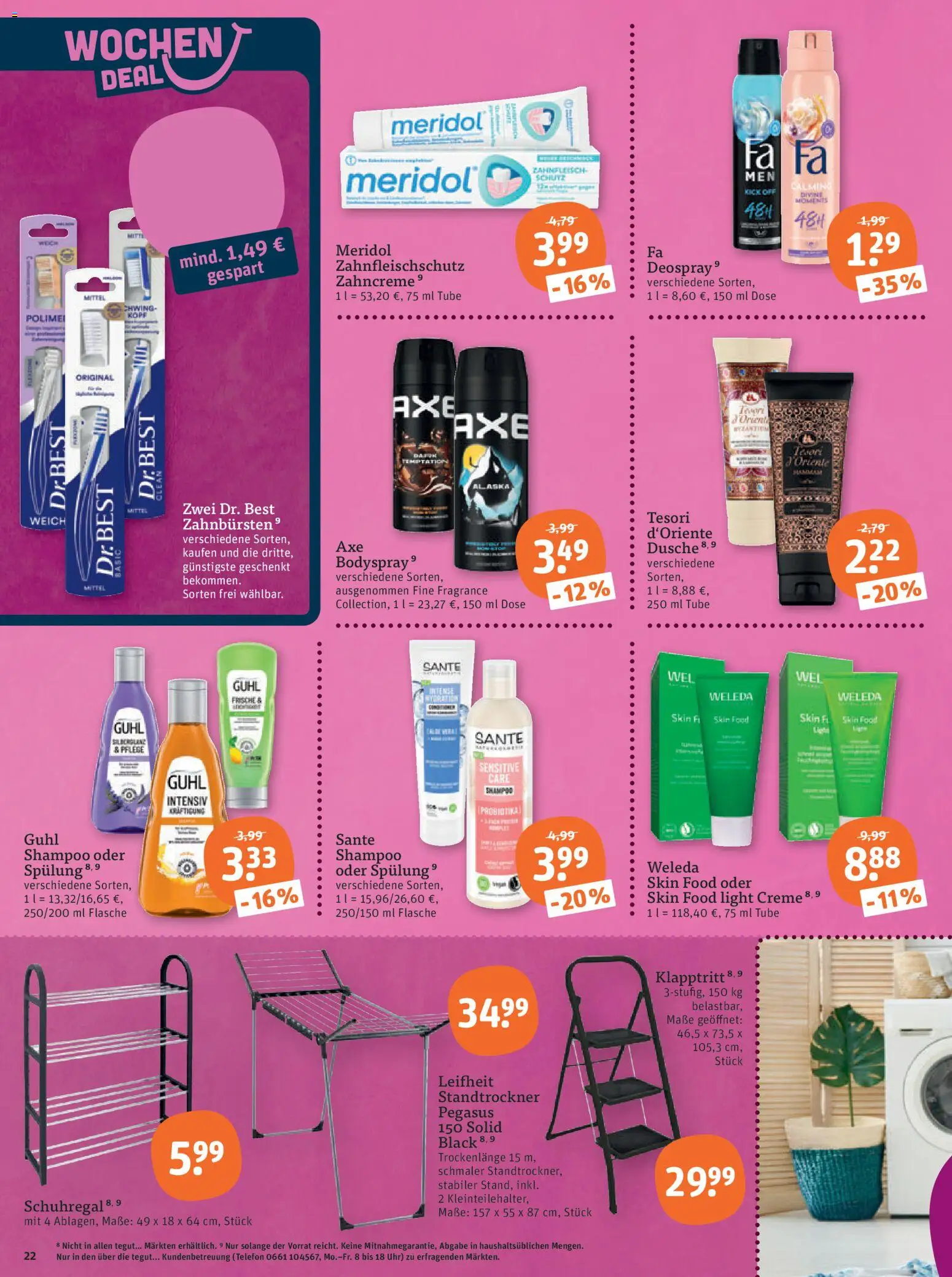 Tegut Prospekt – gültig ab 16.02.2026 | Seite: 24 | Produkte: Dusche, Schuhregal, Spülung, Creme