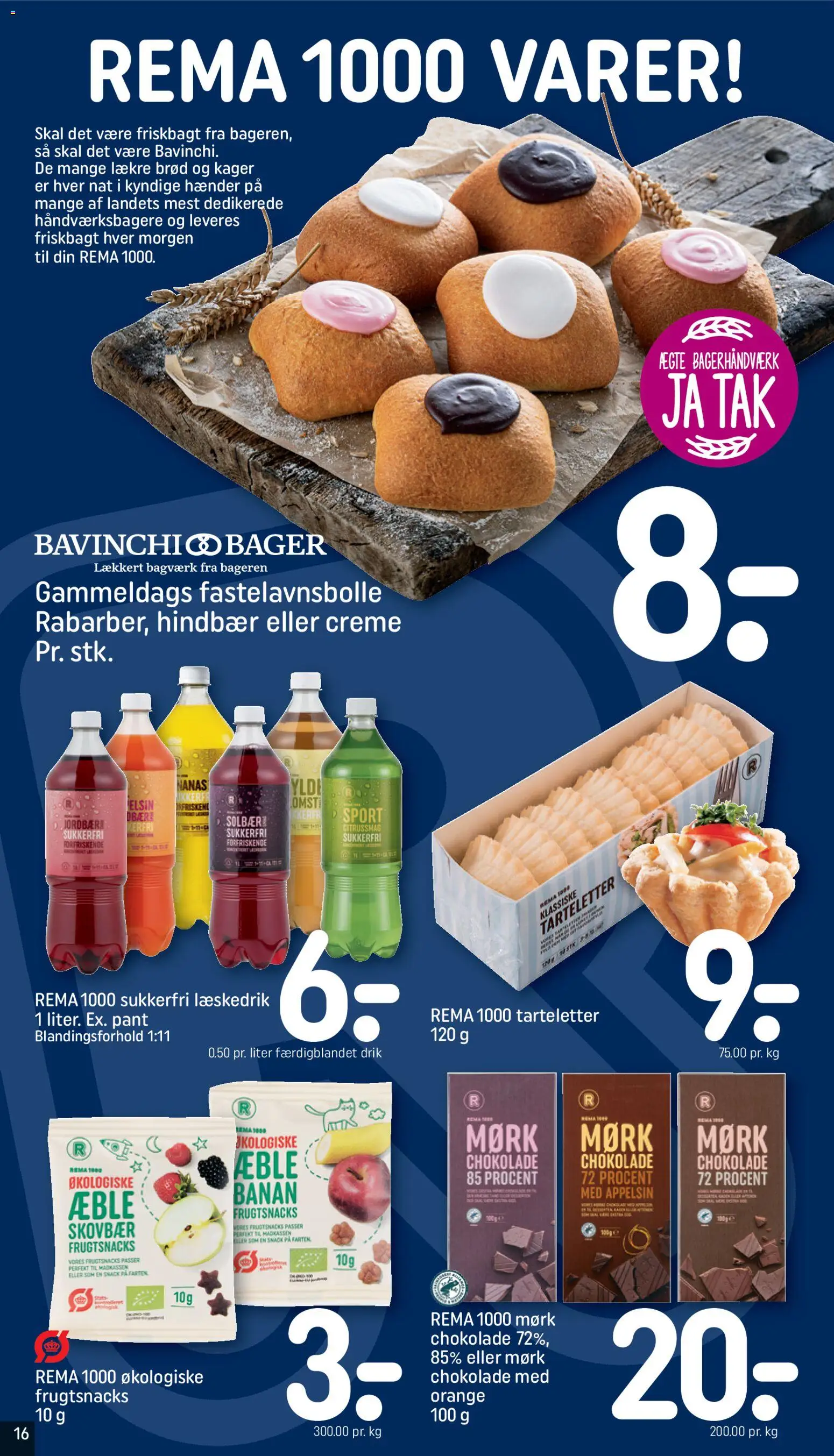 Rema 1000 tilbudsavis – gyldig fra 18.01.2026 | Side: 16 | Produkter: Creme, Chokolade, Hindbær, Tarteletter