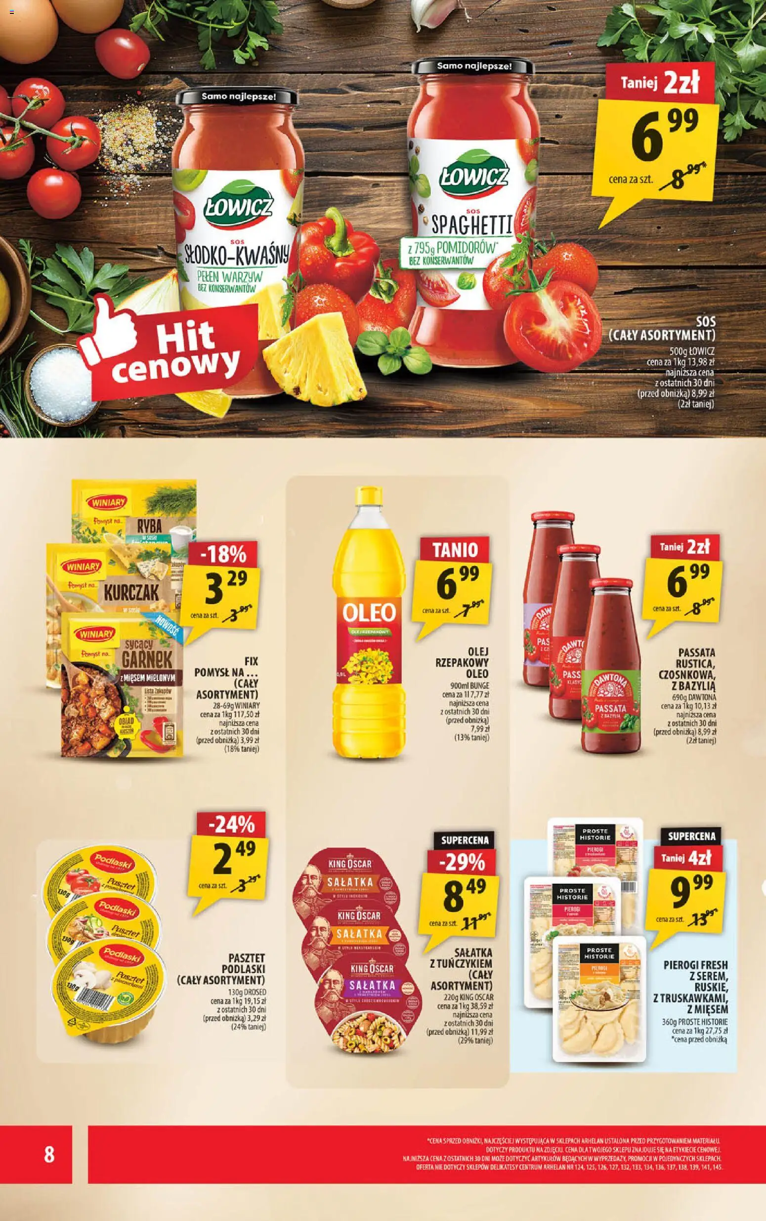 Arhelan Gazetka od 16.01.2026 | Strona: 8 | Produkty: Kurczak, Pierogi, Olej, Sałatka