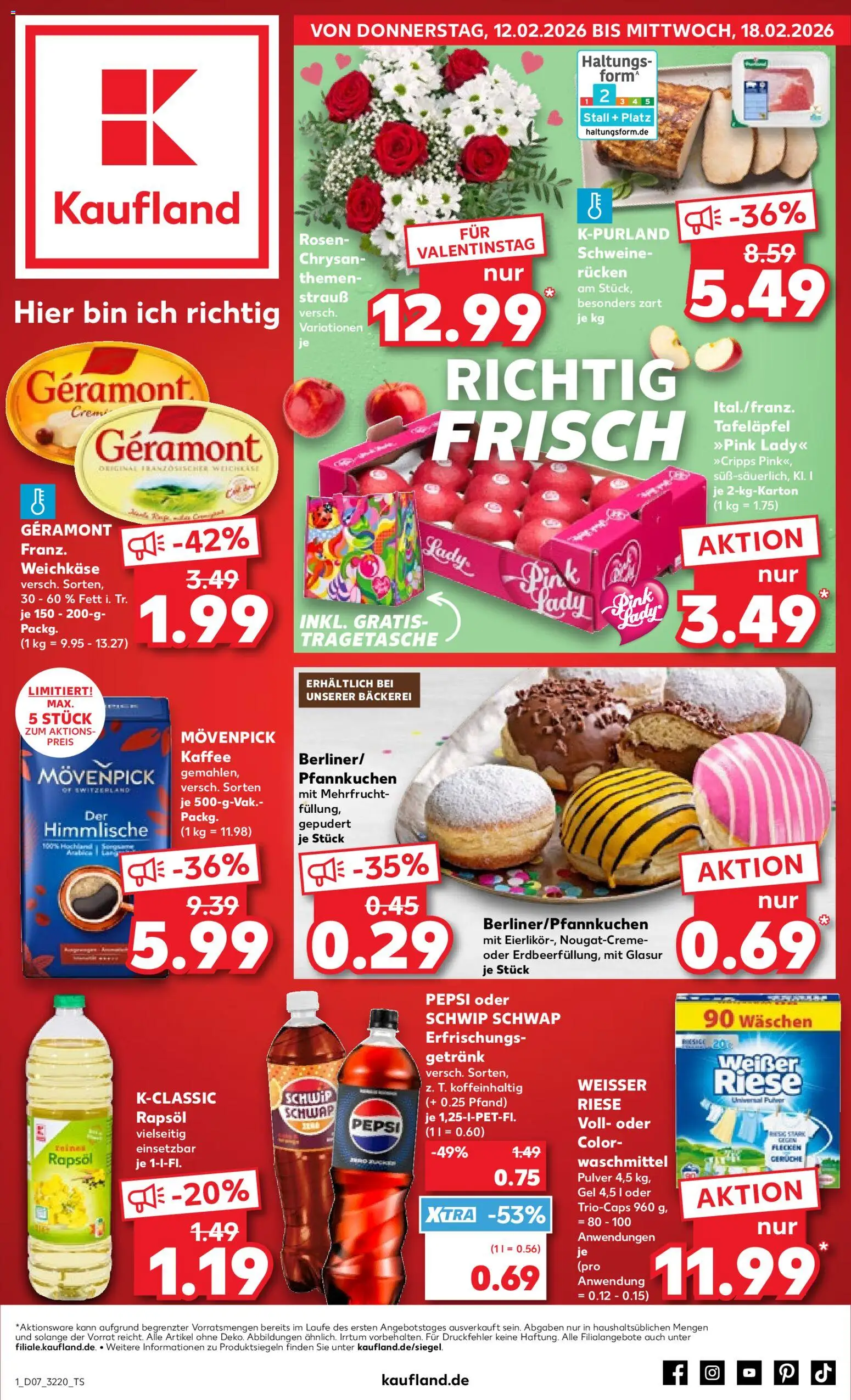 Kaufland prospekt Jena	 – gültig ab 12.02.2026 | Seite: 1 | Produkte: Geramont, Schwip schwap, Creme, Schweinerucken