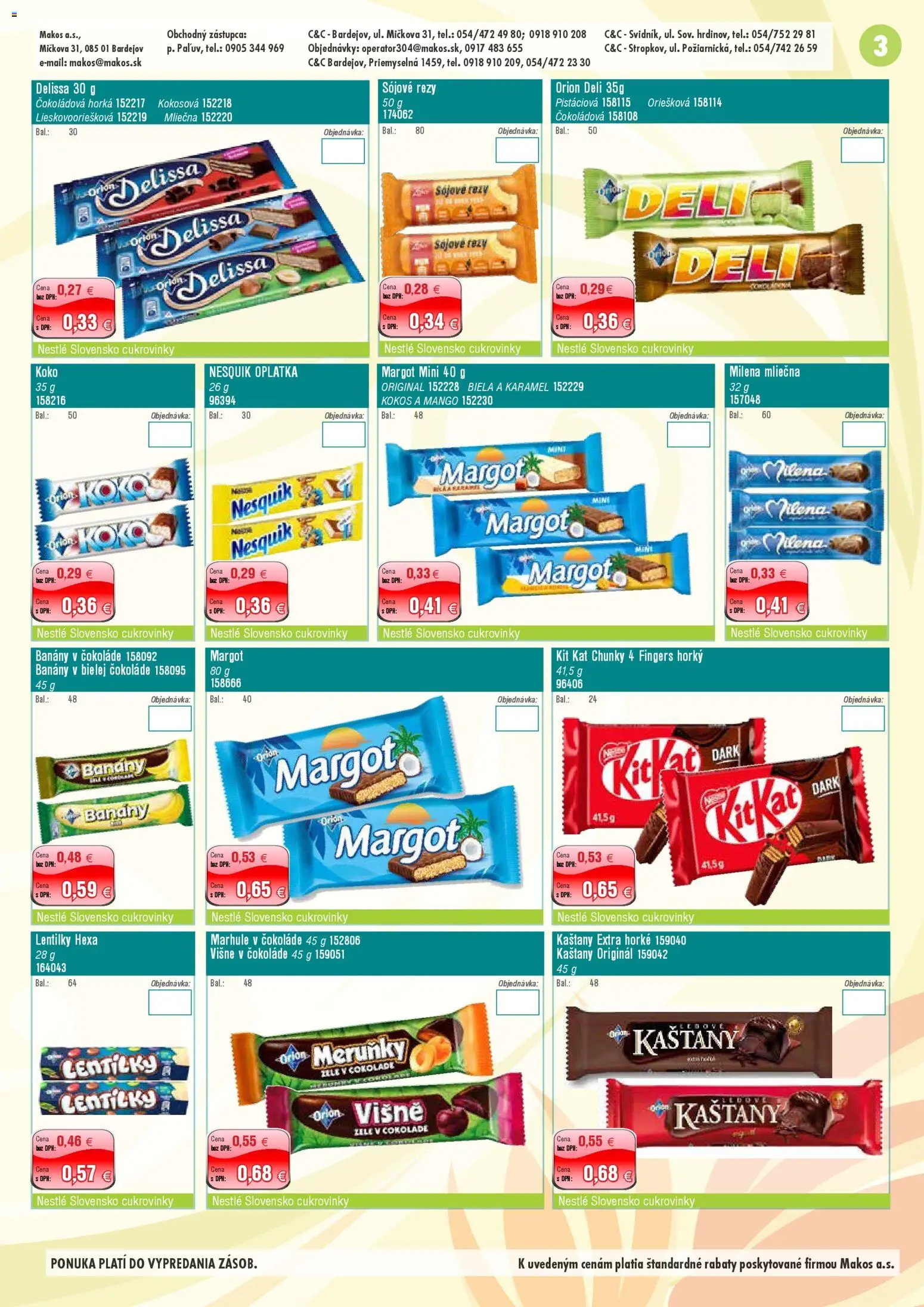 Nové Makos akcie – leták je platný od 05.01.2026 | Strana: 3 | Produkty: Banány v čokoláde, Banány, Mango, Marhule