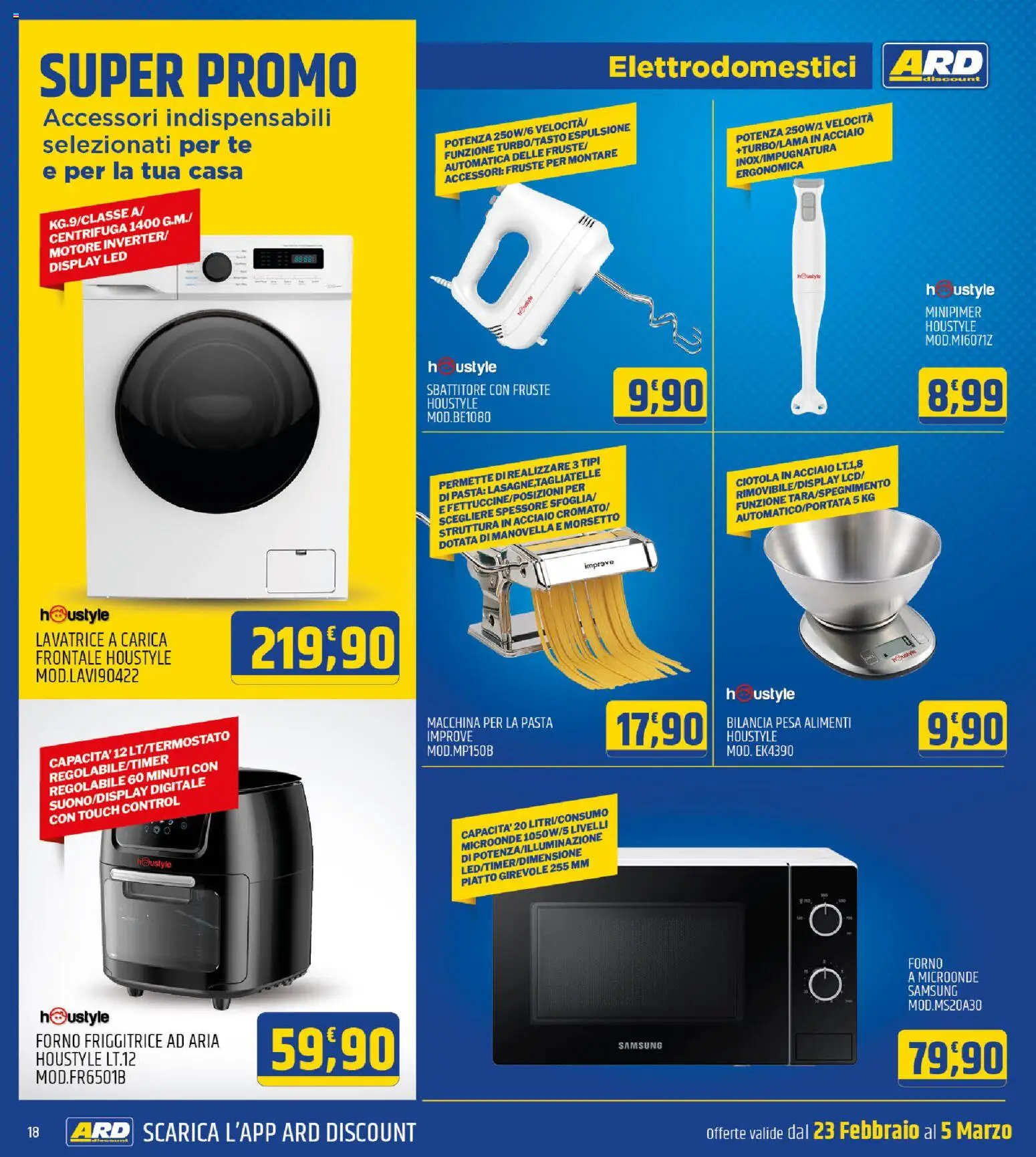 Volantino ARD Discount del 23.02.2026 | Pagina: 18 | Prodotti: Microonde, Friggitrice ad aria, Centrifuga, Lavatrice