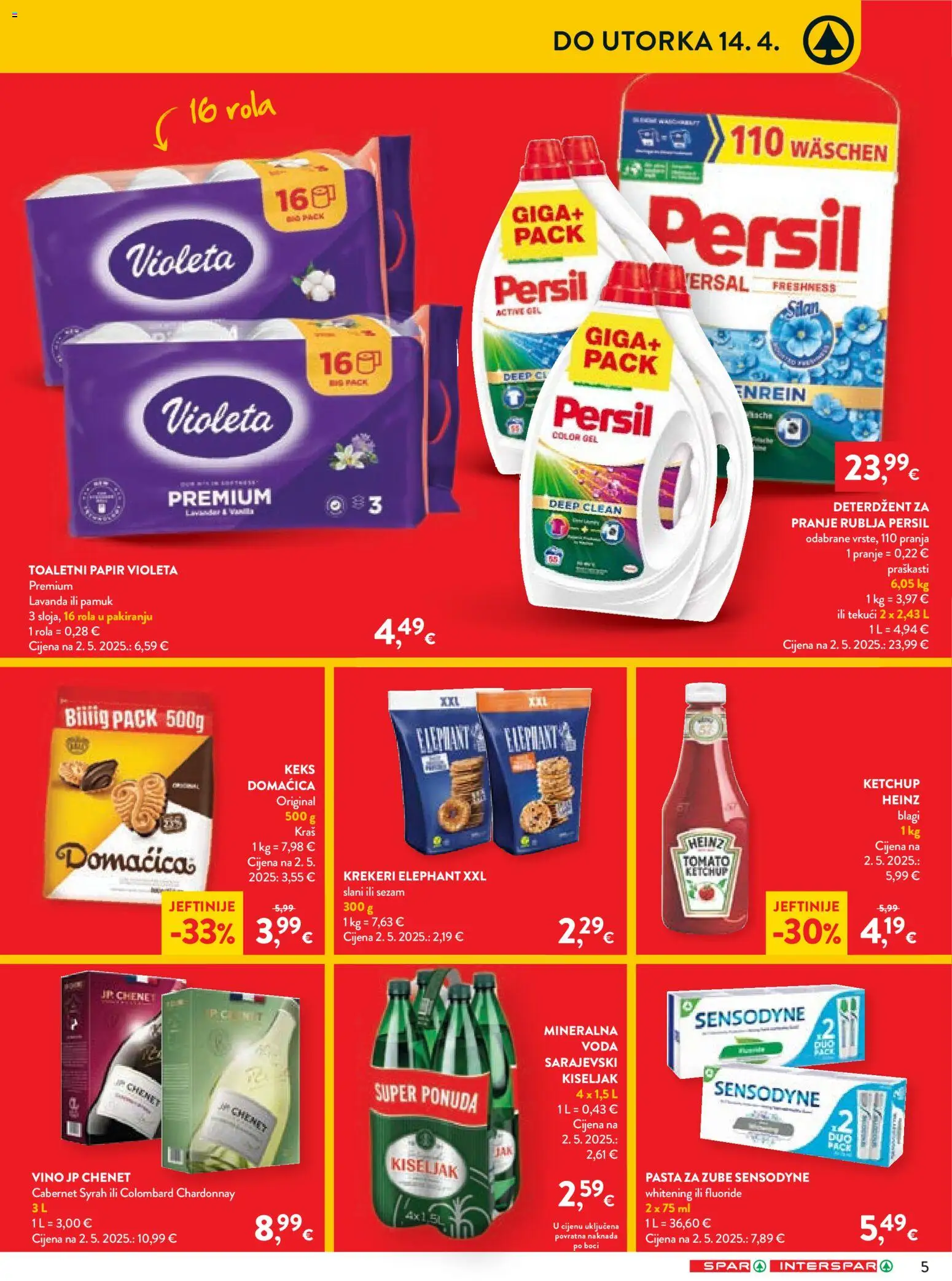 Spar katalog | vrijedi od 08.04.2026 | Stranica: 5 | Proizvodi: Vino, Pasta za zube, Voda, Sensodyne