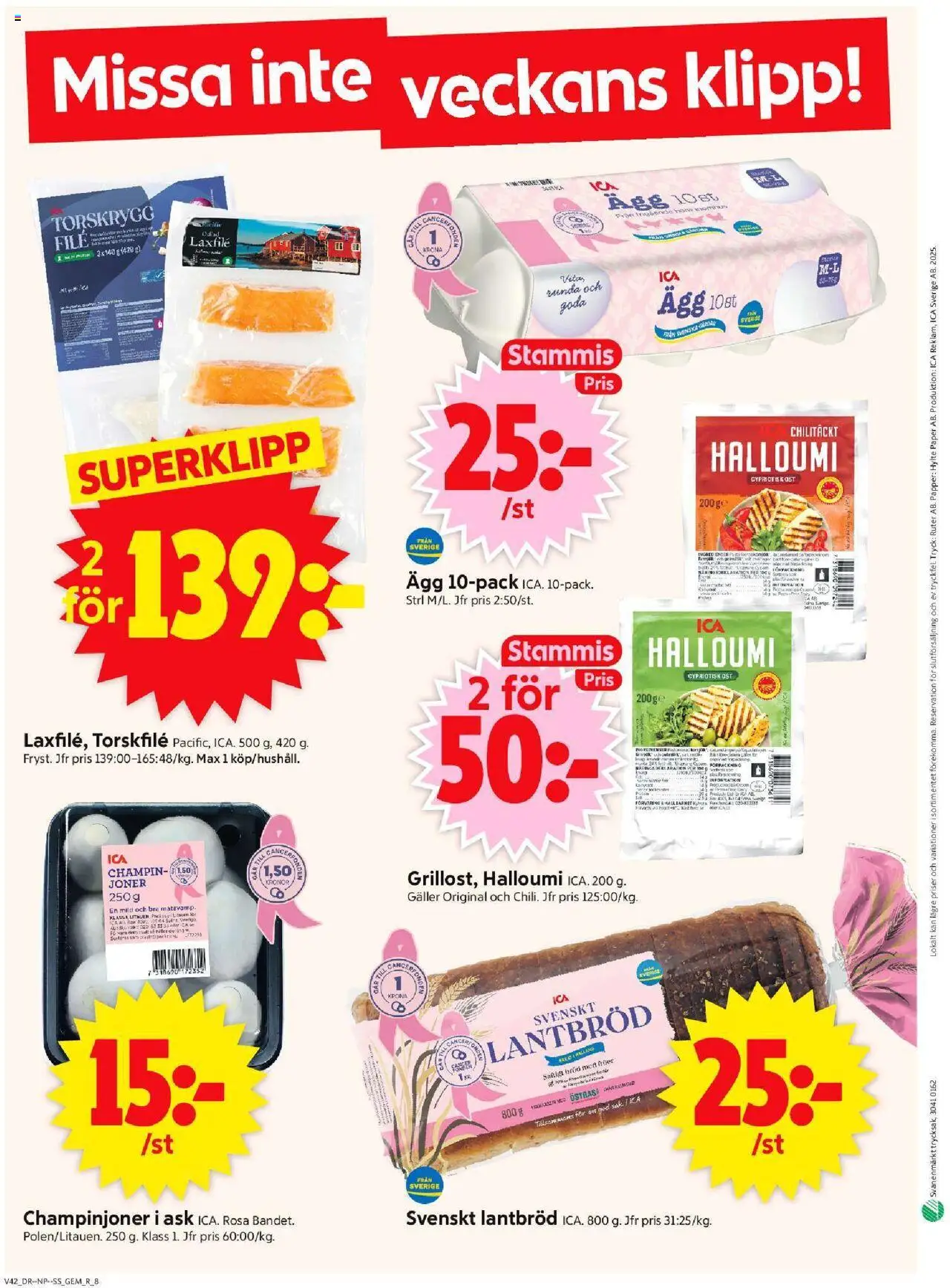 ICA Supermarket reklamblad aktuell från 13.10.2025 | Sida: 10 | Produkter: Gem, Ost, Ägg, Lantbröd