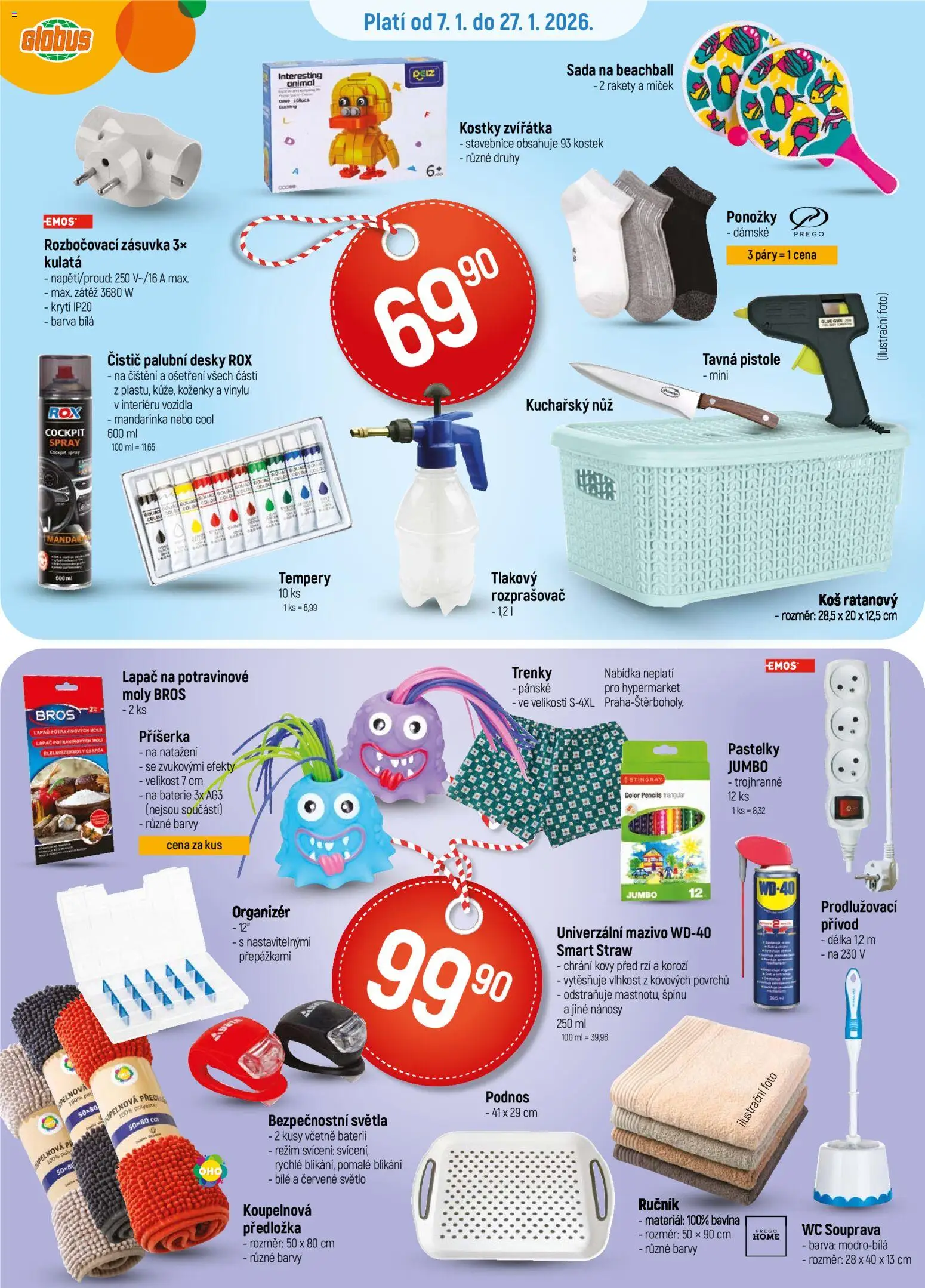 Globus leták - Praha-Štěrboholy od 07.01.2026 | Strana: 13 | Produkty: Ručník, Ponožky, Kostky, Rozprašovač