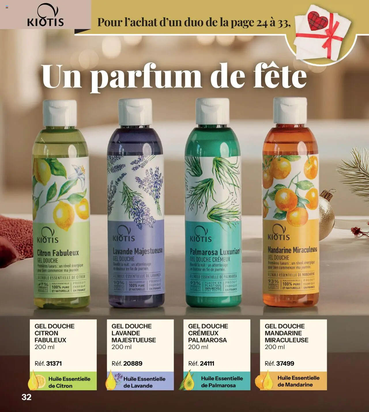 {H1} | Page: 32 | Produits: Réveil, Lavande, Gel douche, Huile