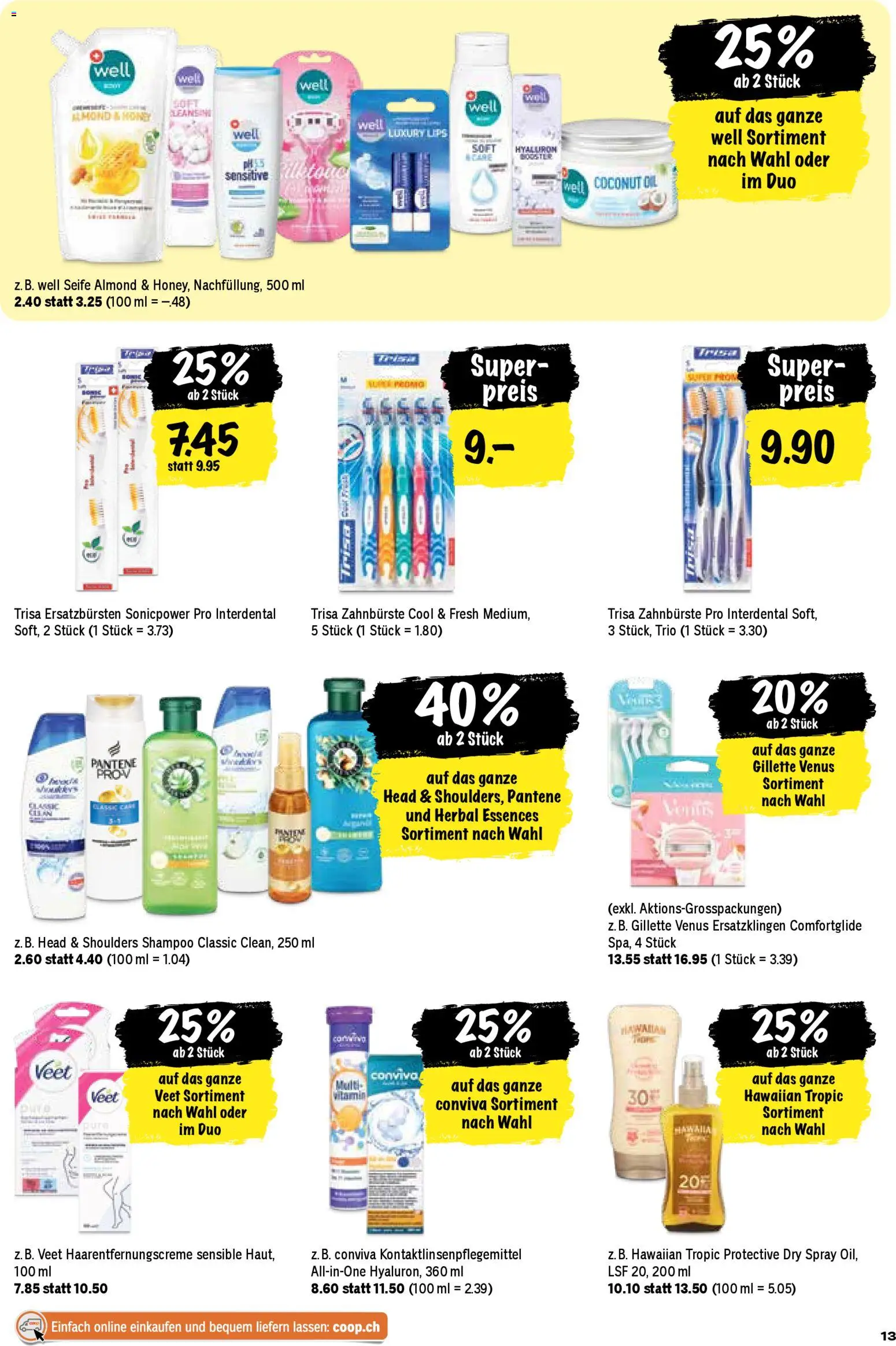 Coop aktionen – gültig ab 23.04.2026 | Seite: 13 | Produkte: Shampoo, Seife, Zahnbürste, Haarentfernungscreme