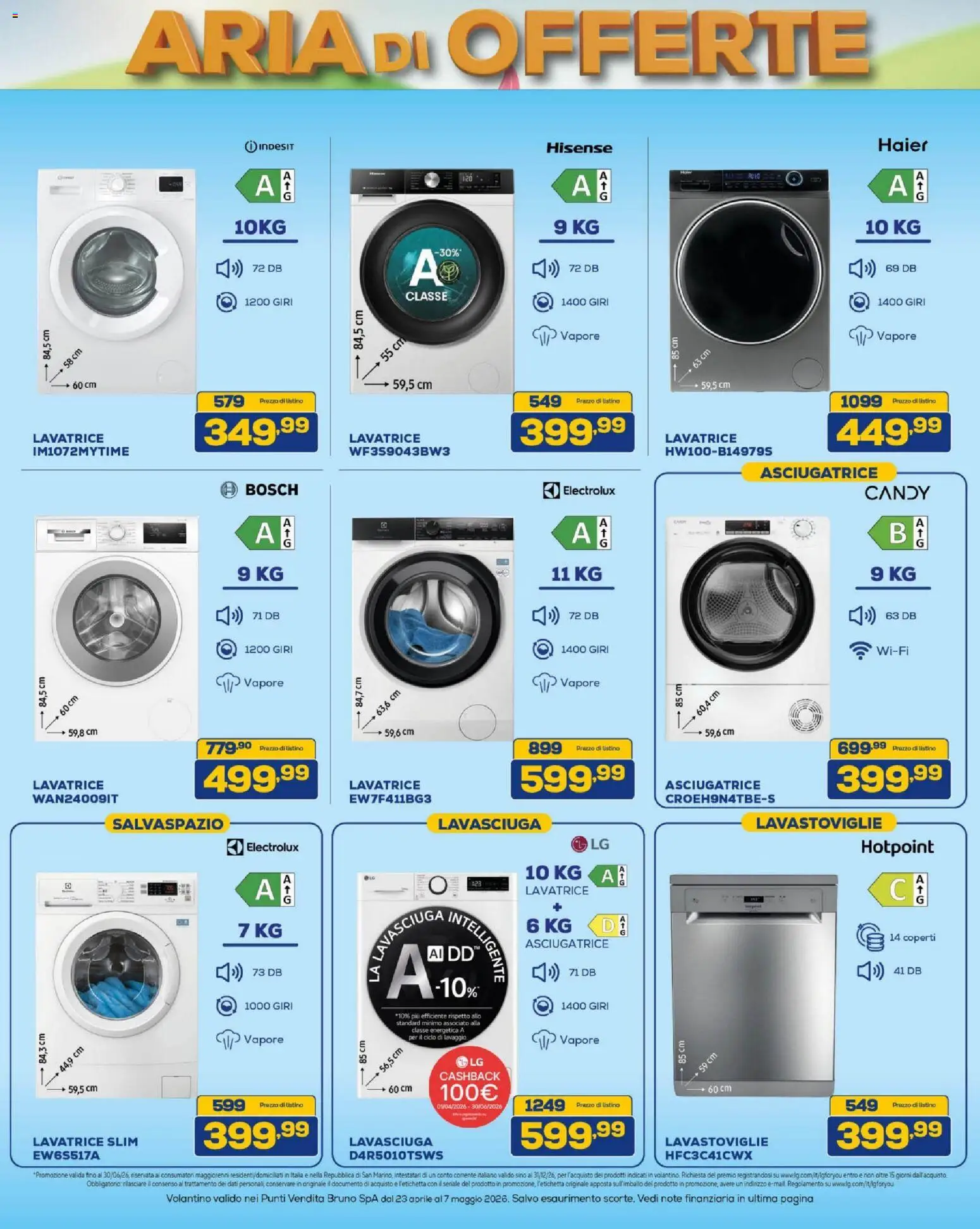 Volantino BRUNO del 23.04.2026 | Pagina: 31 | Prodotti: Lavasciuga, Lavatrice, Asciugatrice, Lavastoviglie