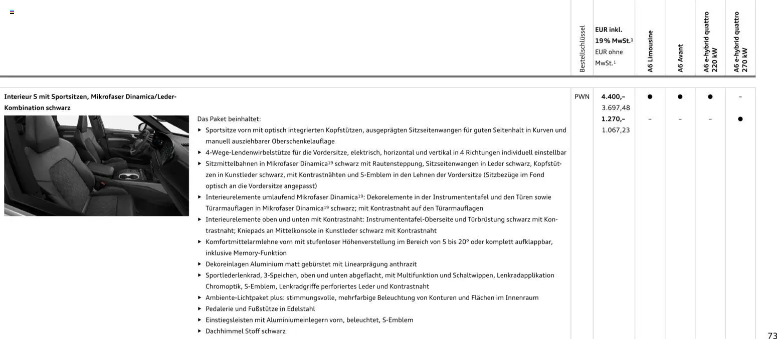 Audi A6 – gültig ab 28.10.2025 | Seite: 73