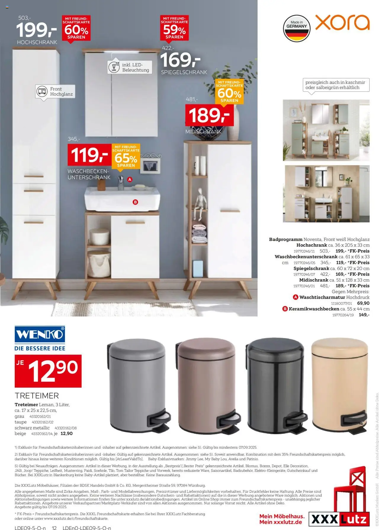 XXXL Lutz Bad Spezial - gültig ab dem 25.08.2025 | Seite: 12 | Produkte: Waschbecken, Spiegelschrank, Unterschrank, Midischrank