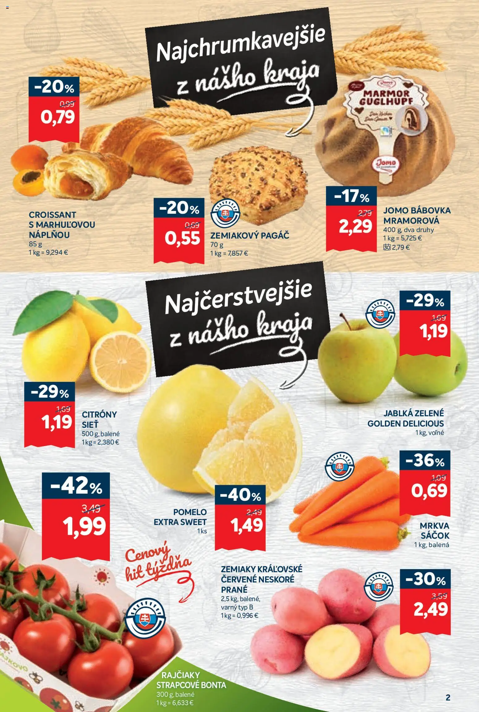 Nové Kraj akcie – leták je platný od 11.12.2025 | Strana: 2 | Produkty: Jablká, Croissant, Citróny, Mrkva
