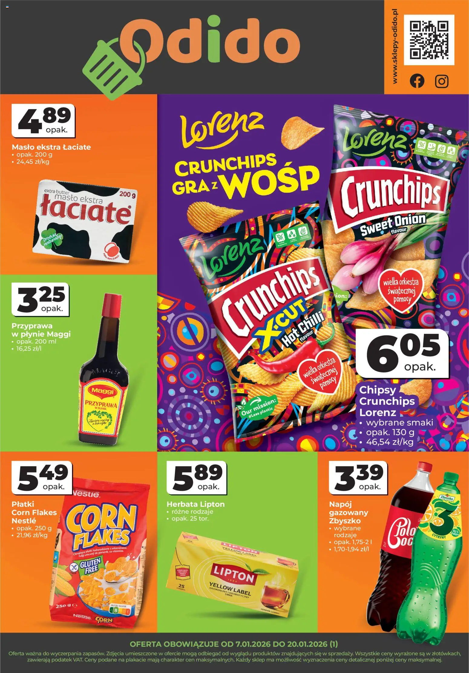 Odido Gazetka - Wybrane produkty od 07.01.2026 | Strona: 1 | Produkty: Płatki kukurydziane, Masło, Płatki, Corn Flakes