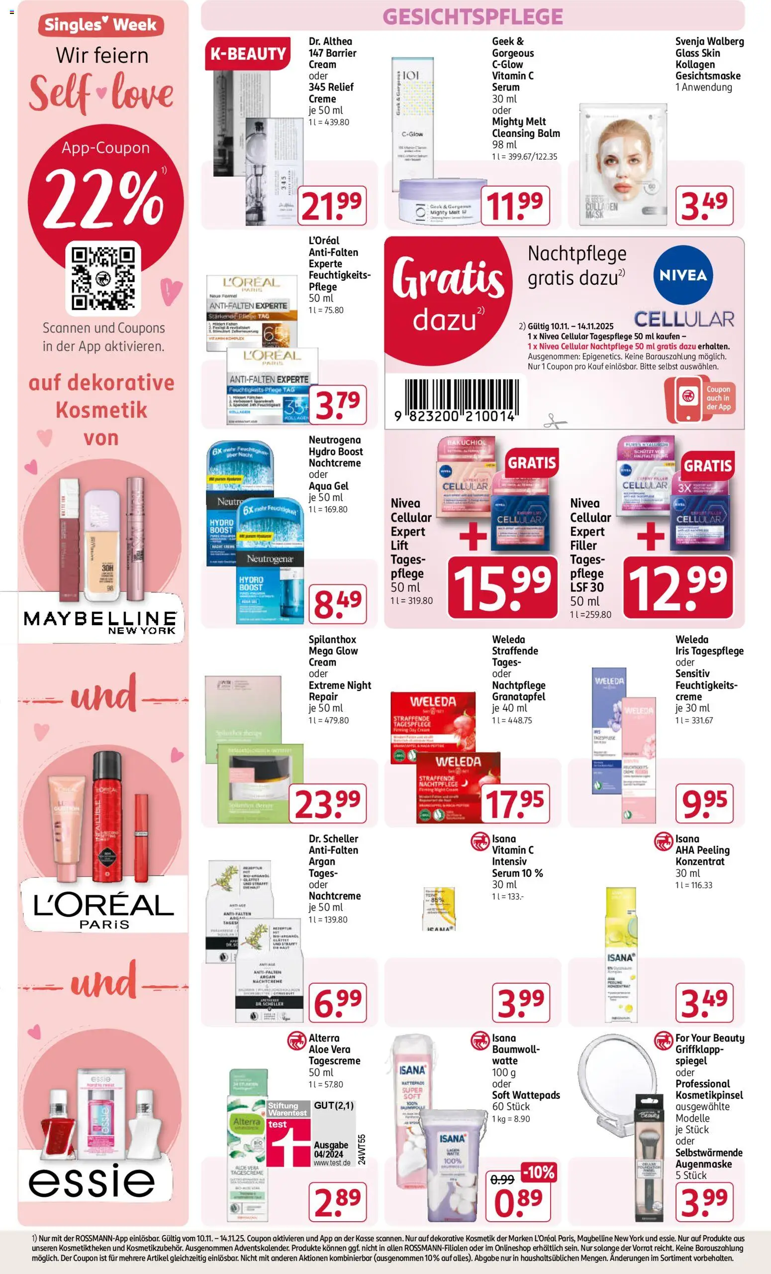 Rossmann Prospekt 	 – gültig ab 10.11.2025 | Seite: 6 | Produkte: Wattepads, Serum, Tagescreme, Nachtcreme