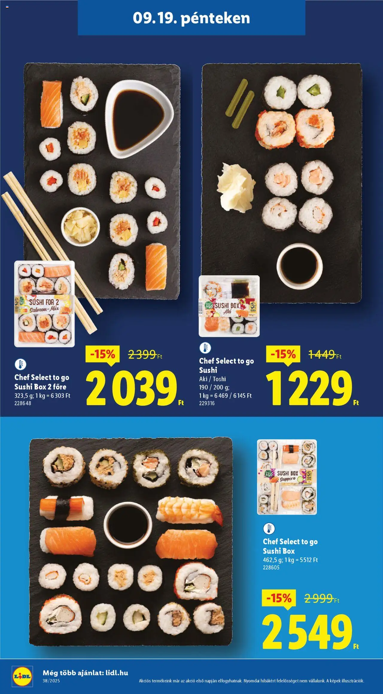 Lidl akciós ujság - amely érvényes a következő dátumtól: 18.09.2025 | Oldal: 48 | Termékek: Sushi