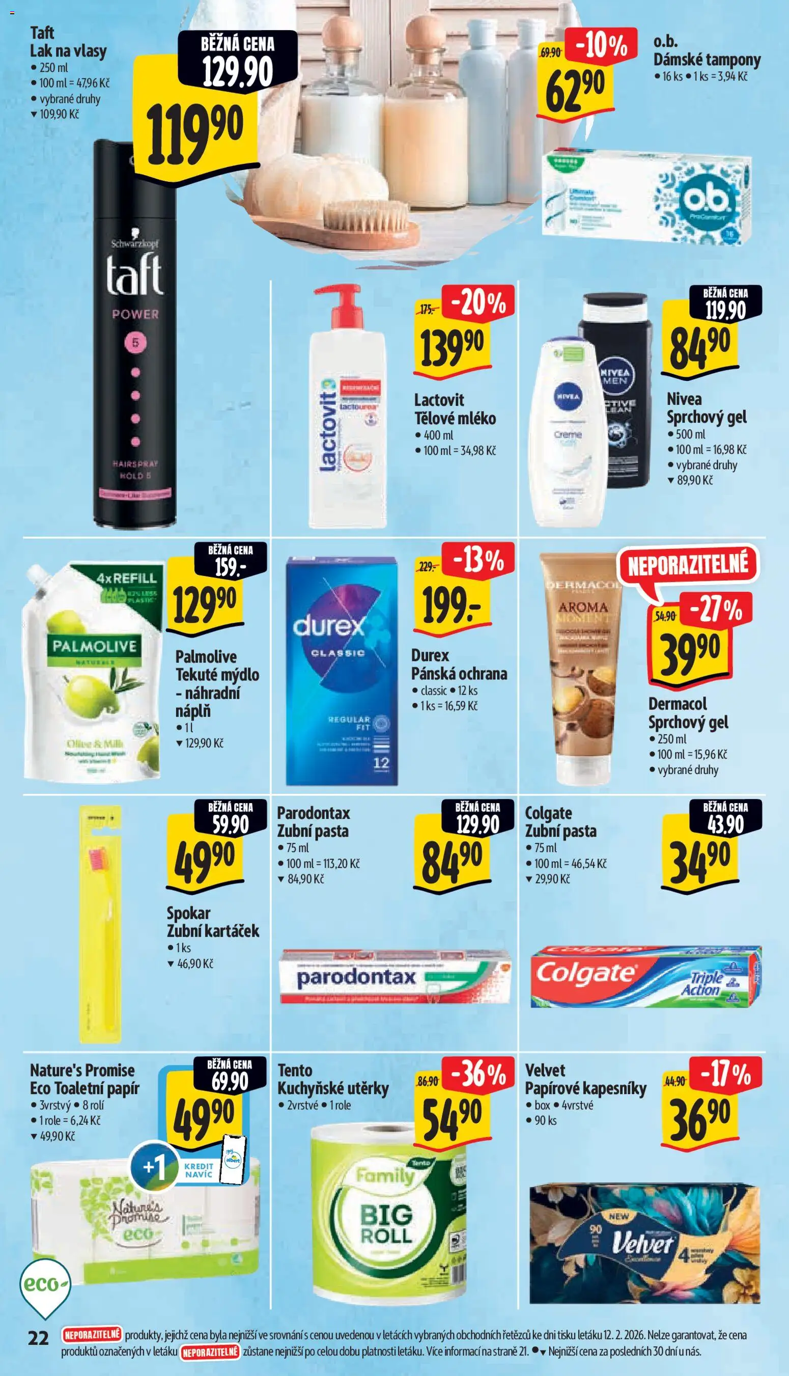 Albert leták - Supermarket od 18.02.2026 | Strana: 32 | Produkty: Parodontax, Toaletní papír, Durex, Lak na vlasy