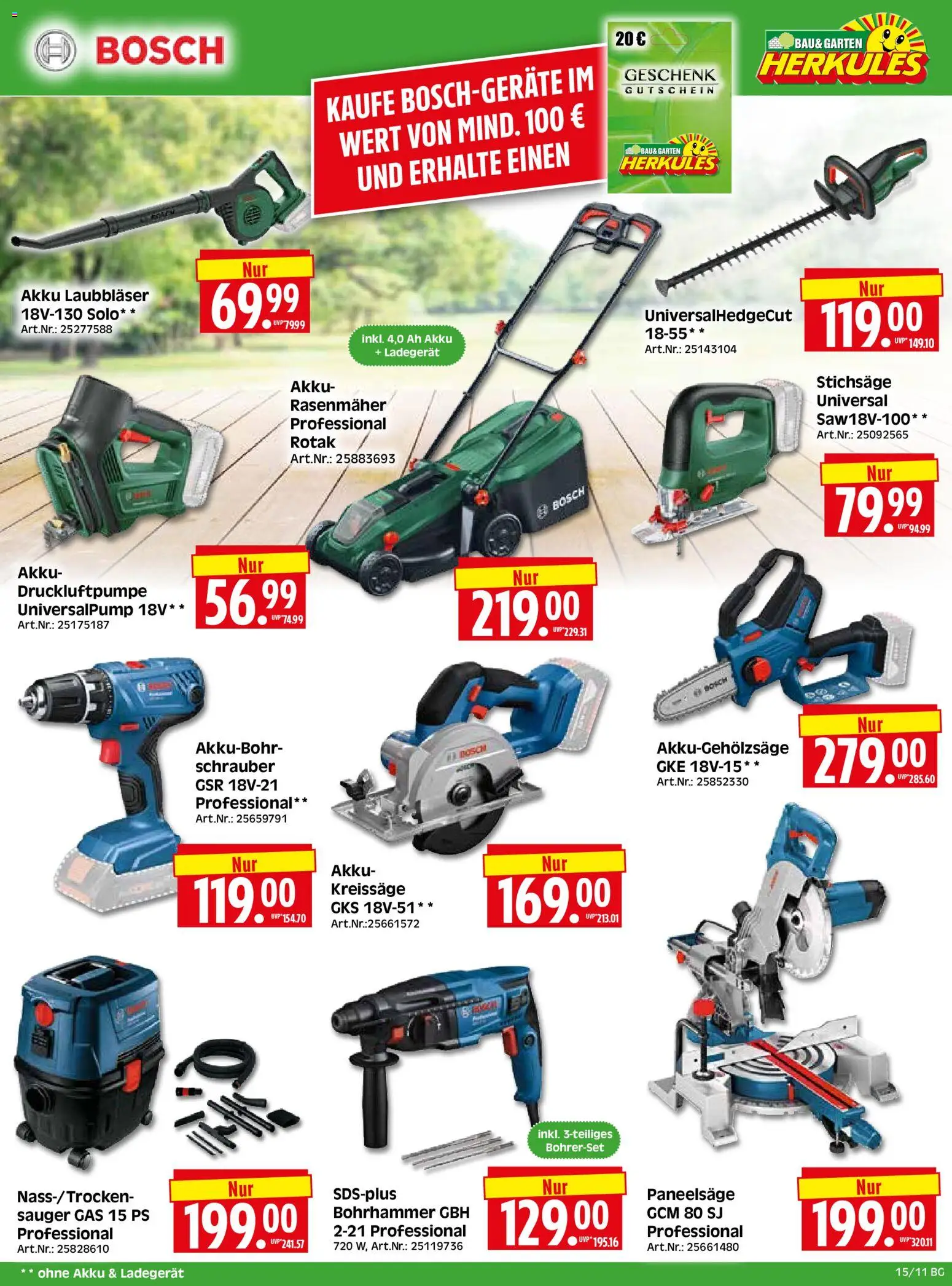 HERKULES - Bau & Garten – gültig ab 07.04.2026 | Seite: 11 | Produkte: Bosch, Rasenmäher, Ladegerät