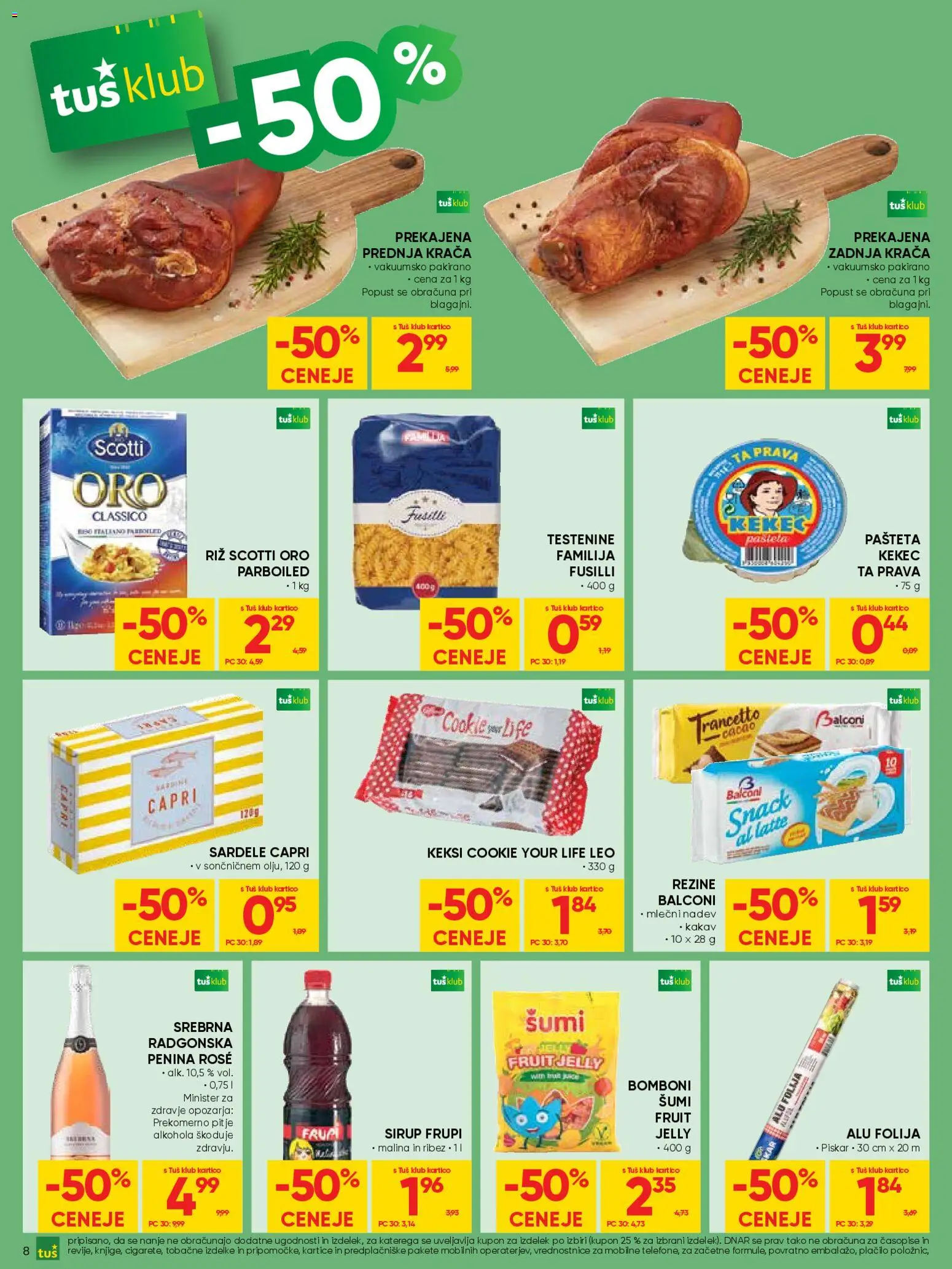 Novi Tuš katalog ponudbe – veljaven od 04.02.2026 | Stran: 8 | Izdelki: Keksi, Penina, Folija, Testenine