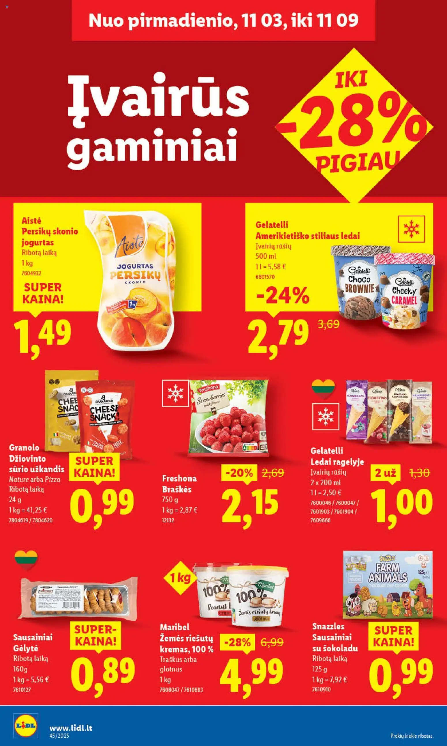 LIDL akcijos nuo 03.11.2025 | Puslapis: 42 | Prekių: Sausainiai, Ledai, Jogurtas, Braškės