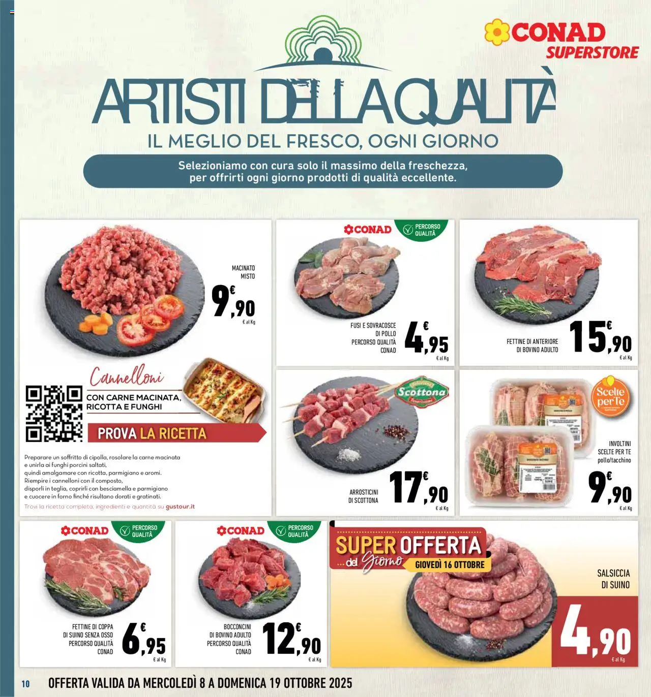 Volantino Conad del 08.10.2025 | Pagina: 10 | Prodotti: Bovino, Funghi, Besciamella, Arrosticini