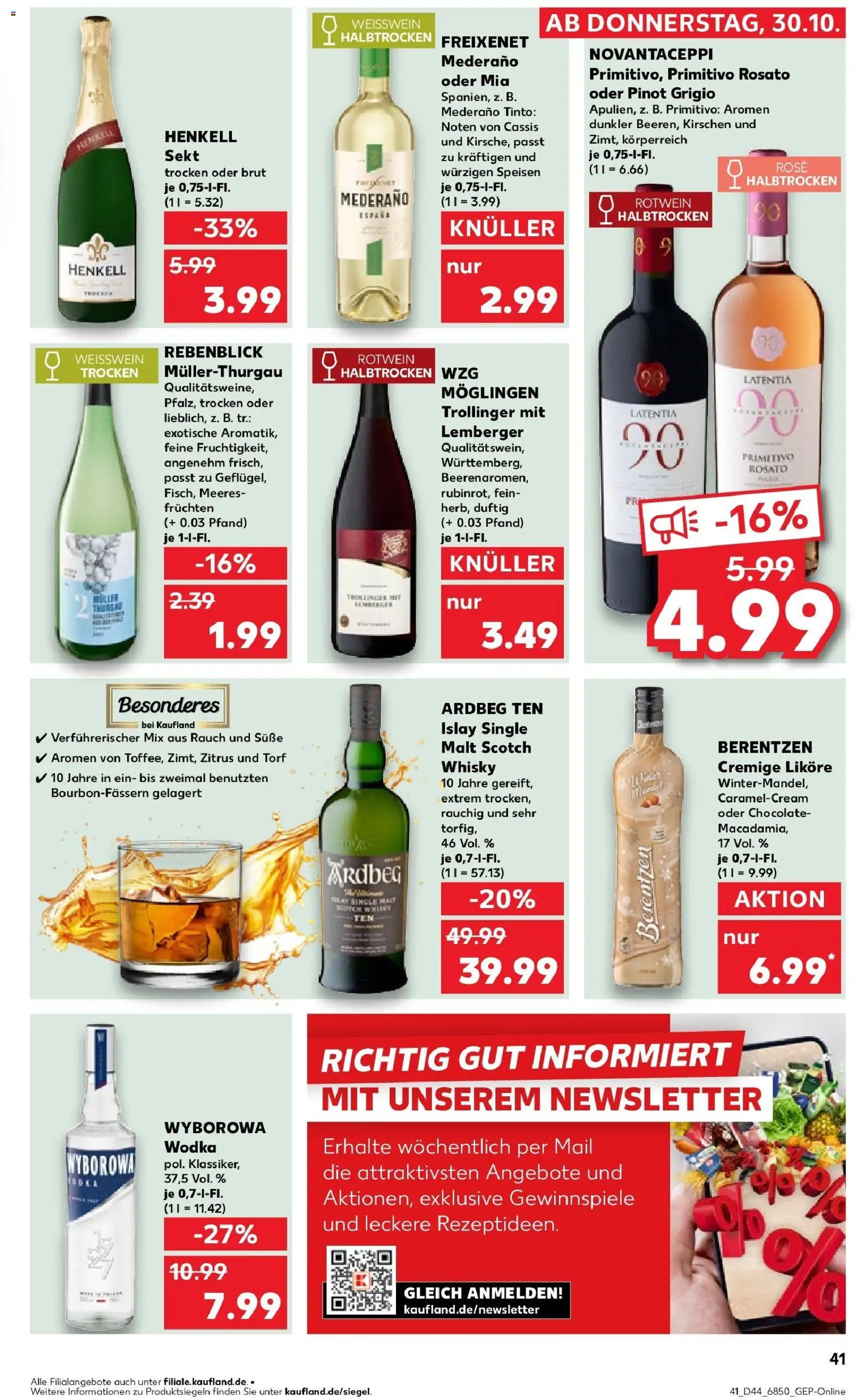Kaufland prospekt Schrobenhausen	 – gültig ab 30.10.2025 | Seite: 49 | Produkte: Weißwein, Sekt, Freixenet mederano, Berentzen