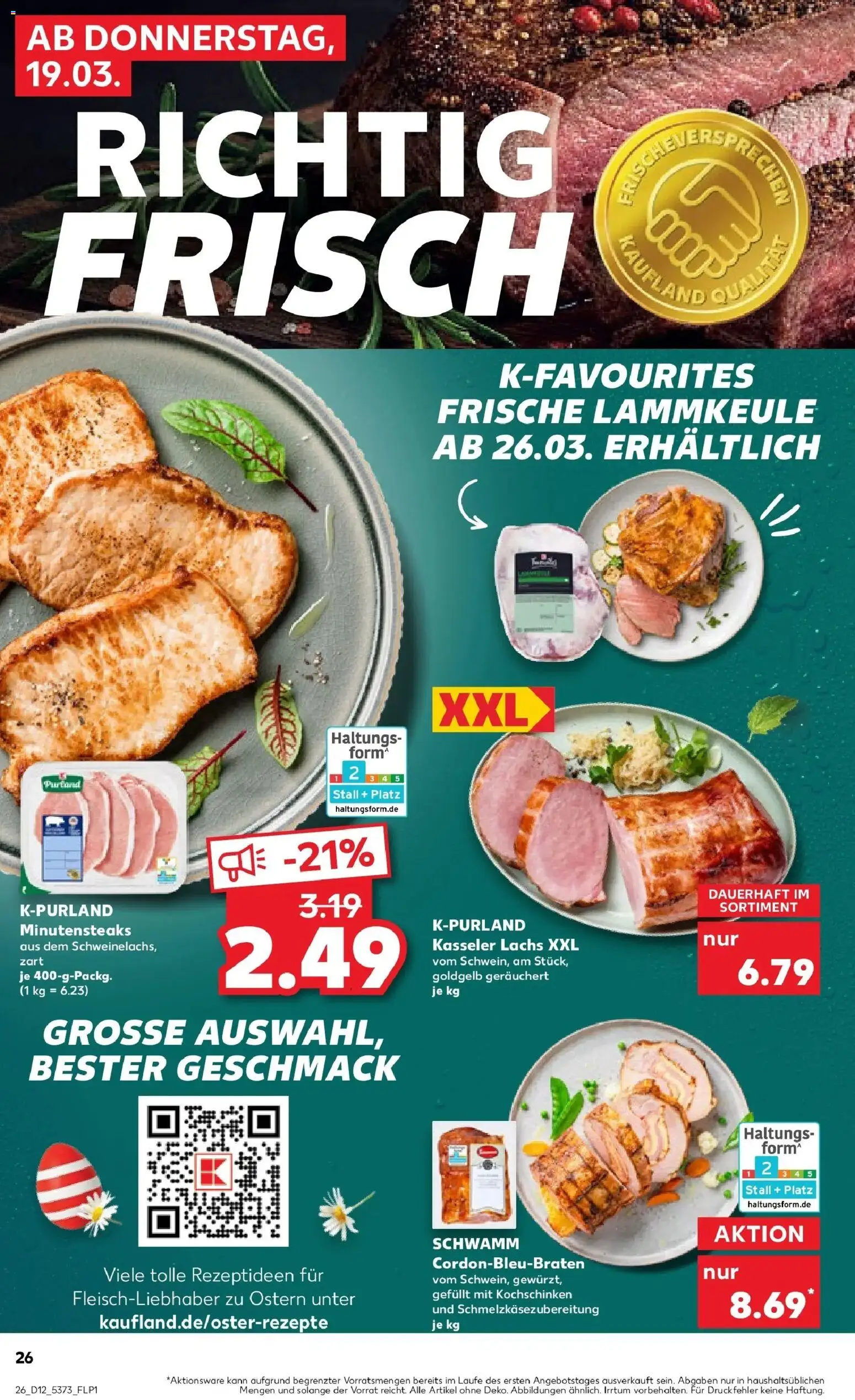Kaufland Prospekt Uelzen	 – gültig ab 19.03.2026 | Seite: 26 | Produkte: Lammkeule, Lachs