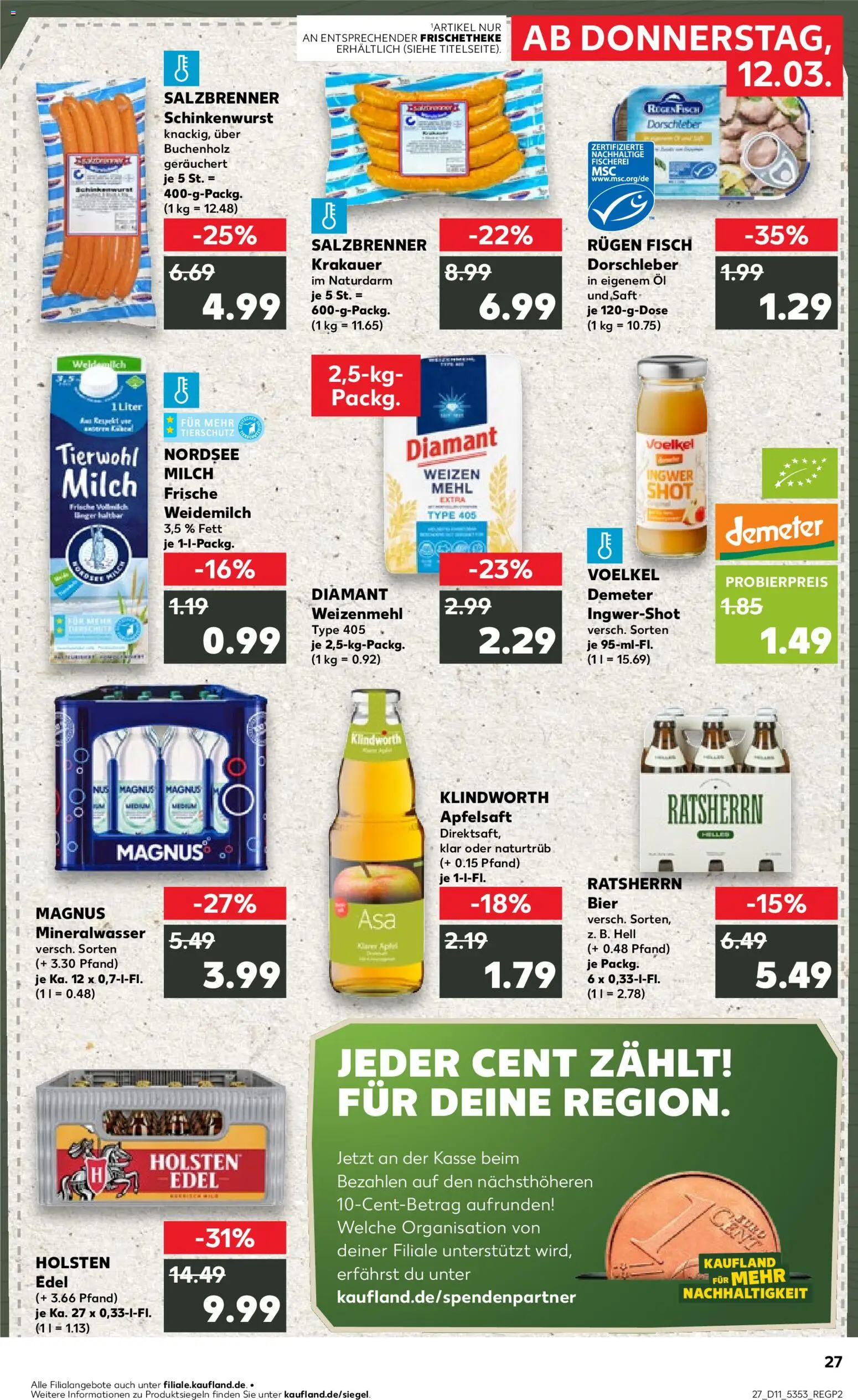 Kaufland Prospekt Hamburg	 – gültig ab 12.03.2026 | Seite: 27 | Produkte: Mehl, Holsten, Apfelsaft, Mineralwasser
