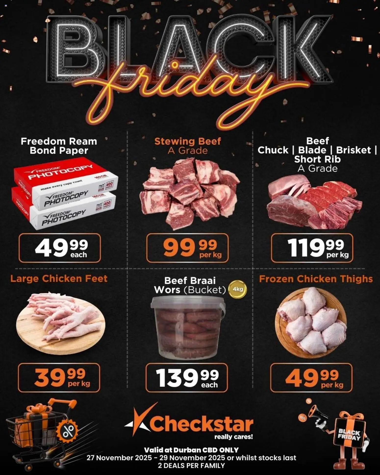 New Check Star catalogue – valid from 27.11.2025 | Page: 4 | Products: Chicken, Beef, Paper