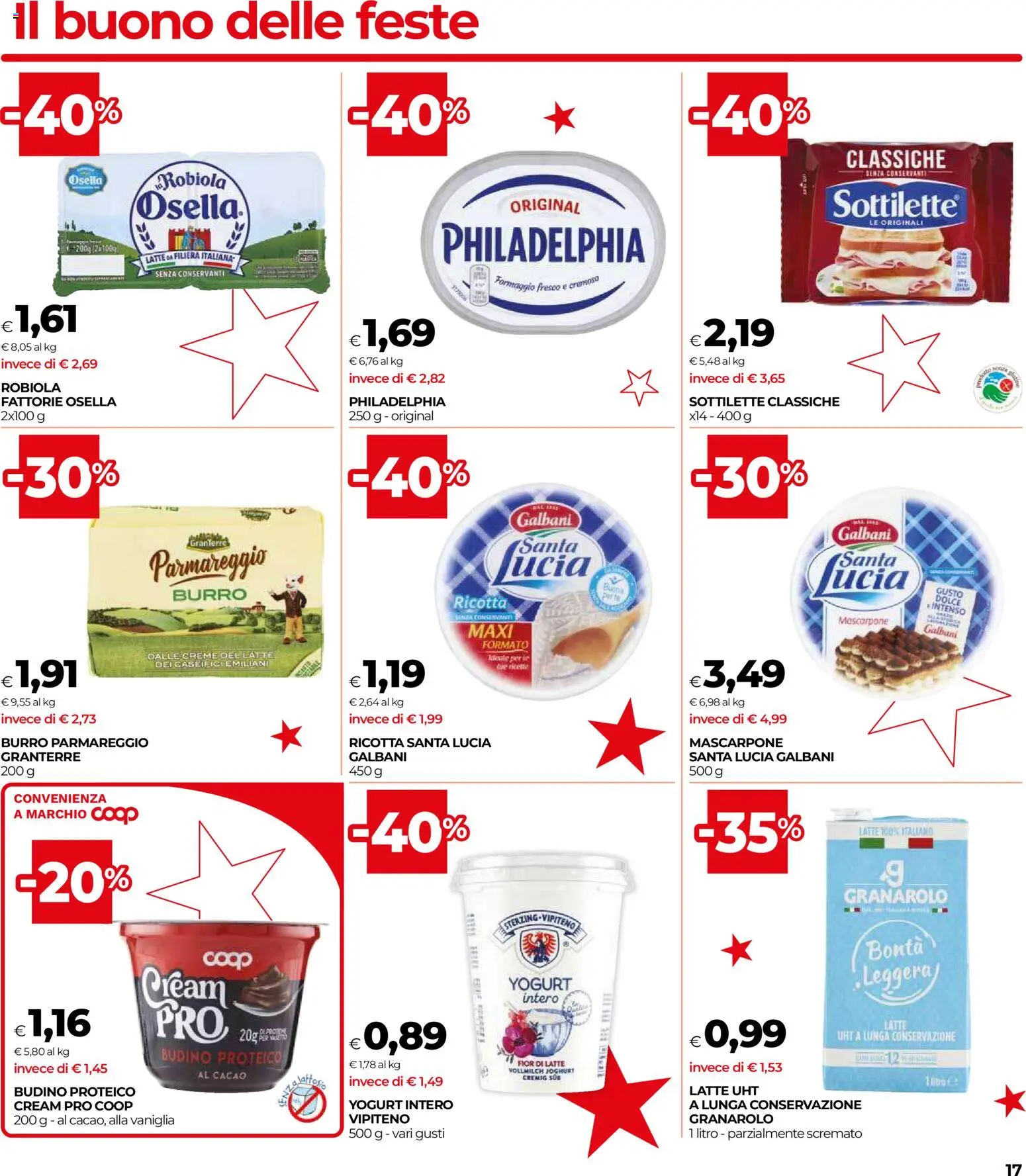 Volantino COOP del 16.12.2025 | Pagina: 17 | Prodotti: Latte, Burro, Ricotta, Robiola