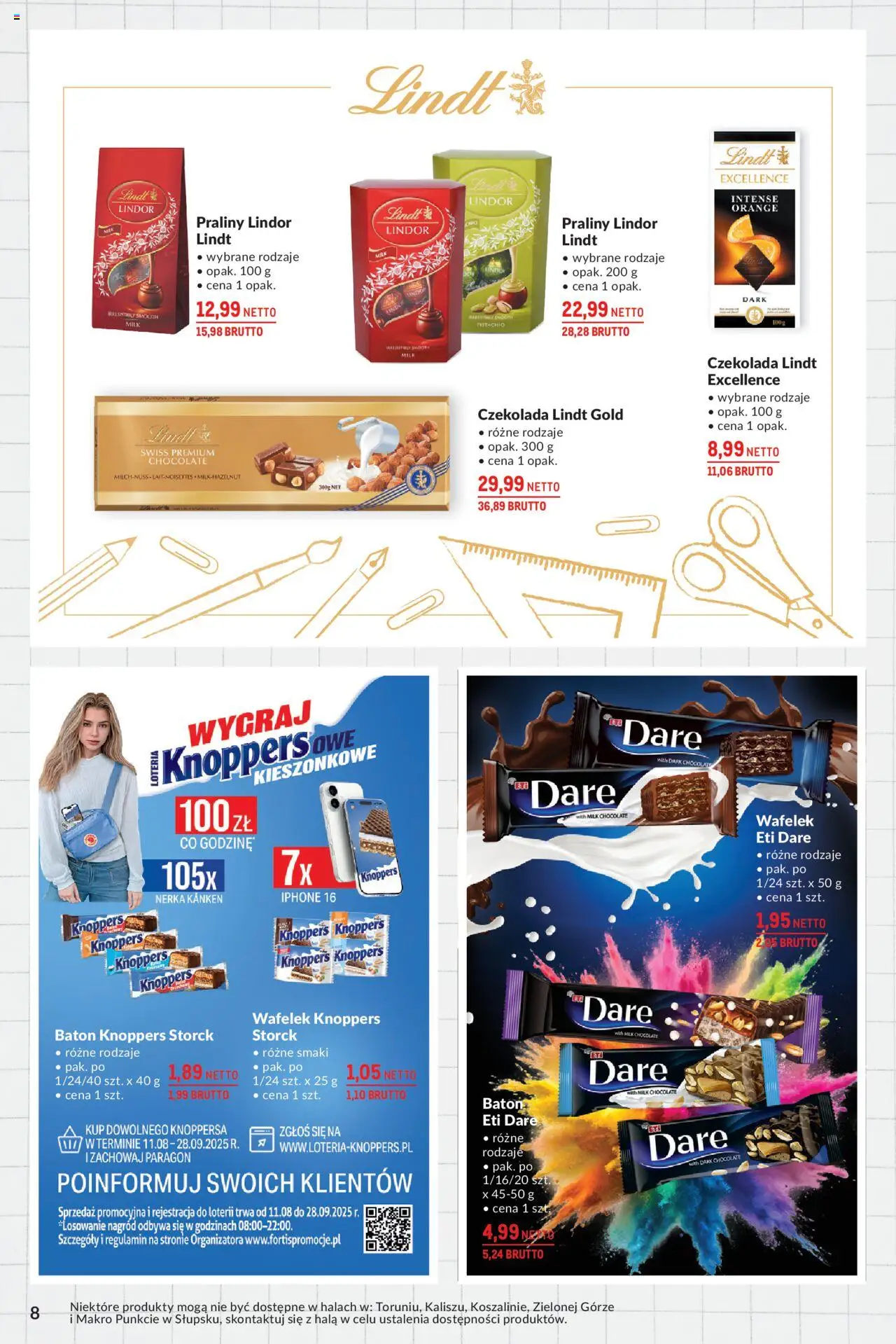 Makro Gazetka - Katalog Back to School od 19.08.2025 | Strona: 8 | Produkty: Knoppers, Praliny, Baton, Czekolada