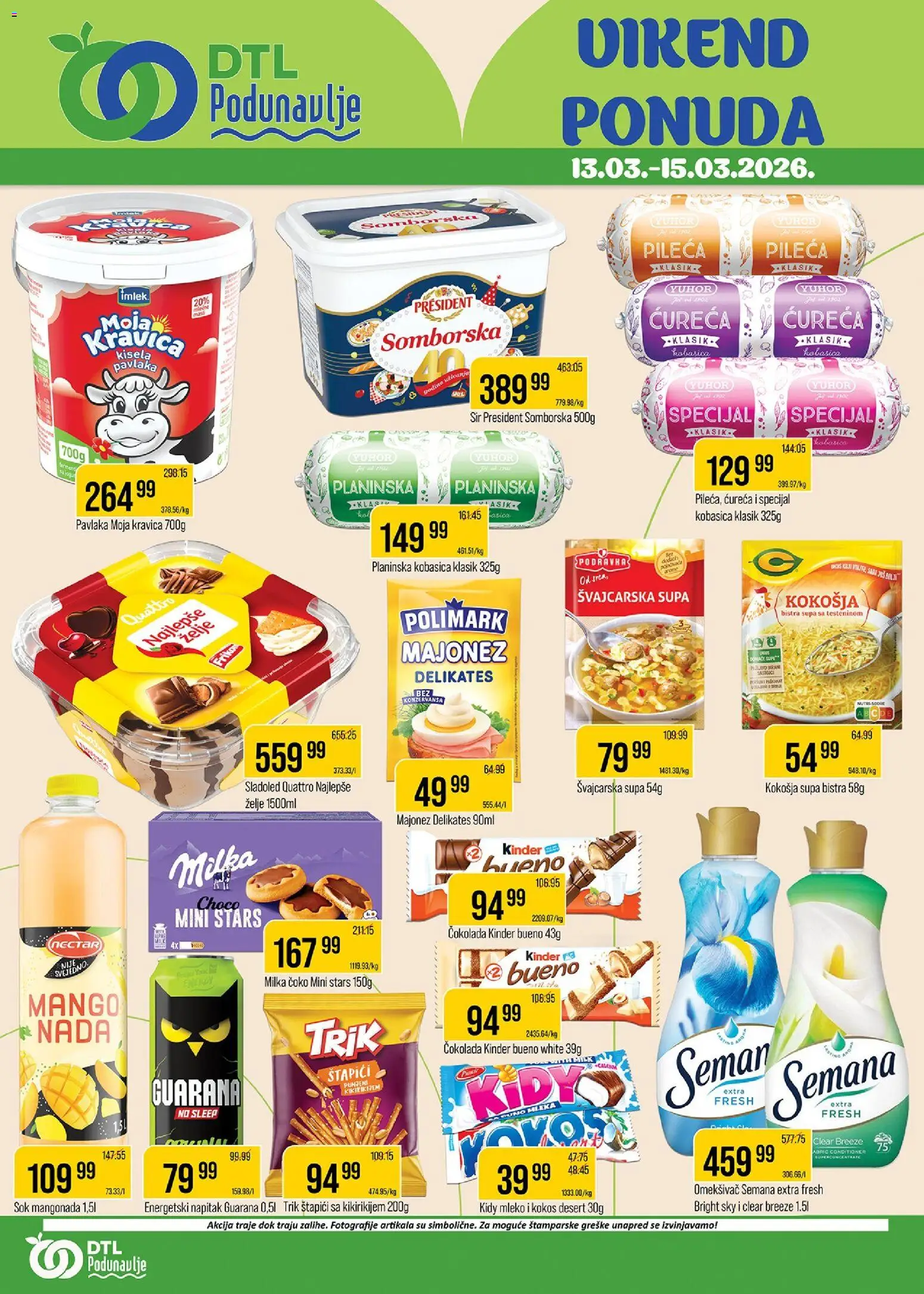 Podunavlje katalog - važi od 13.03.2026 | Strana: 1 | Proizvode: Milka, Sladoled, Mango, Pavlaka