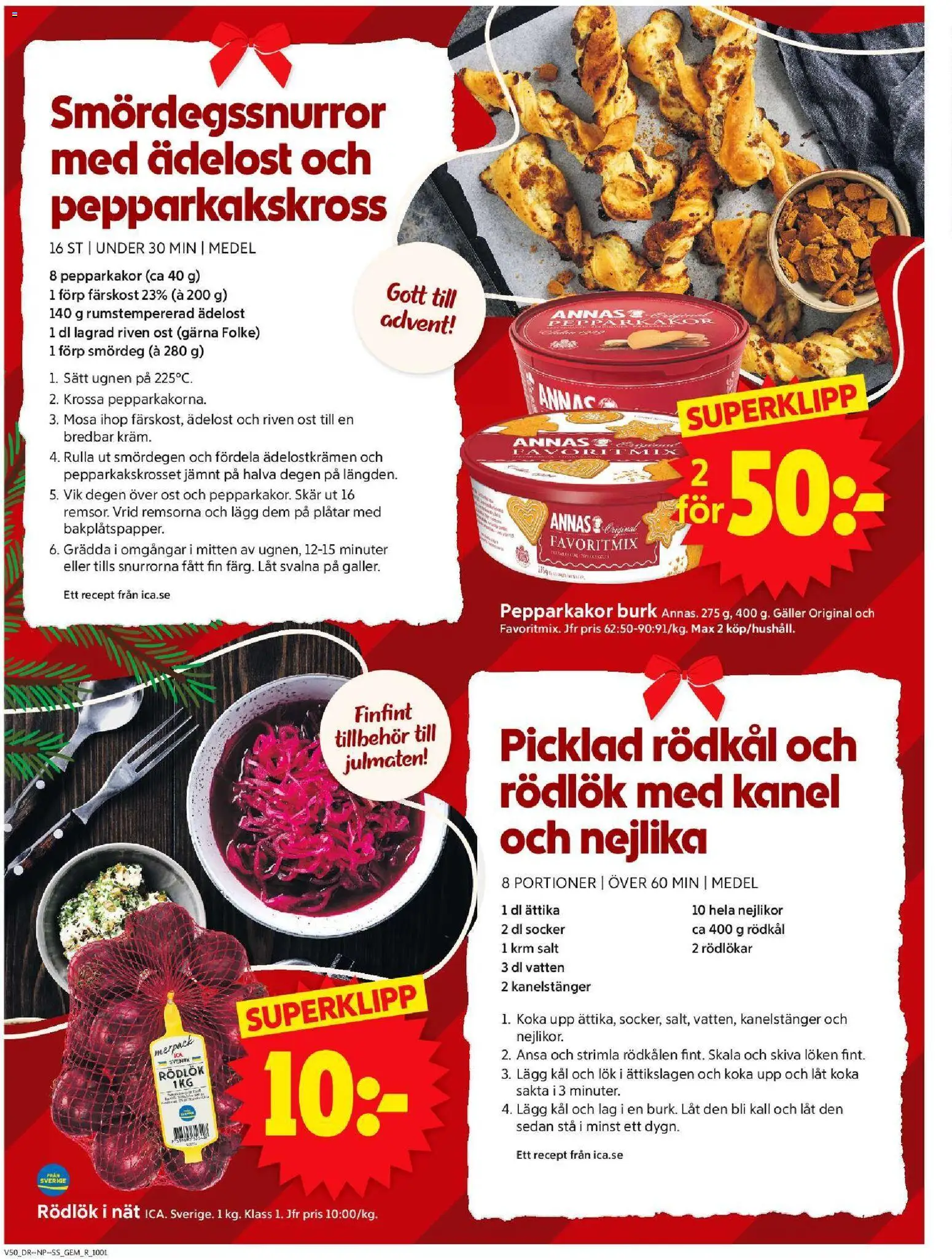 ICA Supermarket reklamblad aktuell från 08.12.2025 | Sida: 6 | Produkter: Galler, Kanel, Ost, Rödkål